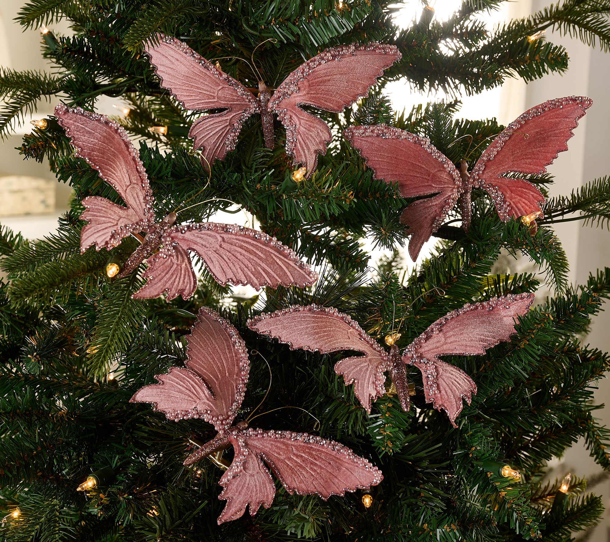 "As Is" Set of 5 Butterfly Clips with Beaded Detail by Valerie