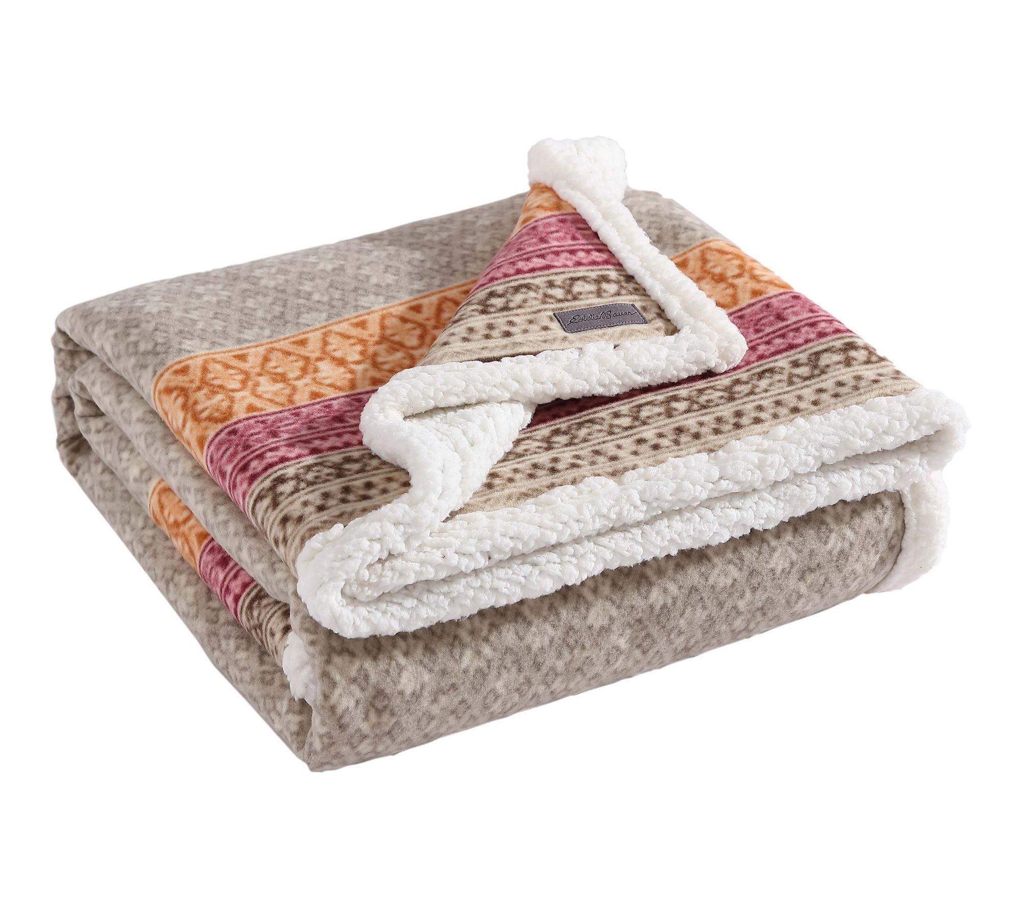 Eddie Bauer Fair Isle Khaki Fleece 50"X70" Throw