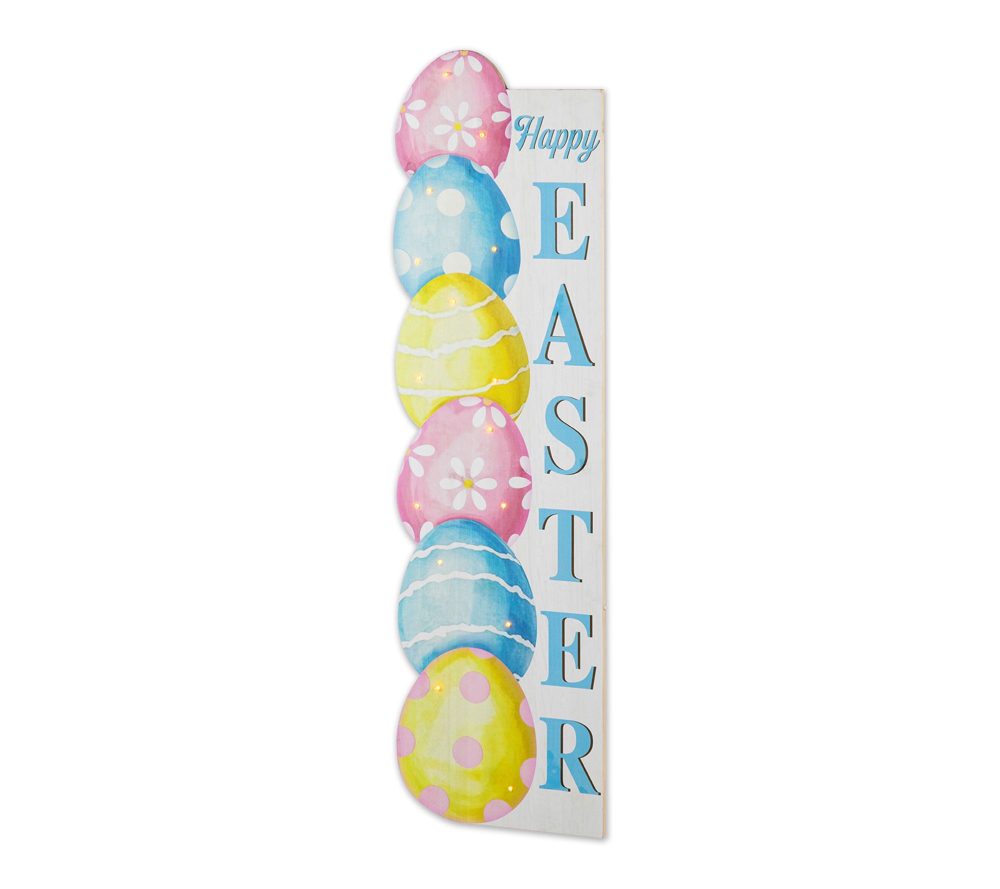 Glitzhome 42"H Lighted Stacked Eggs Happy Easter Porch Sign