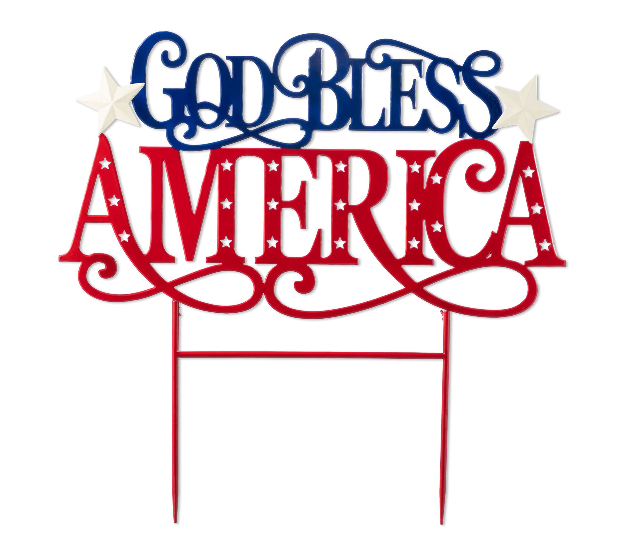 Glitzhome 23"H Metal Patriotic GOD BLESS AMERICA Garden Stake