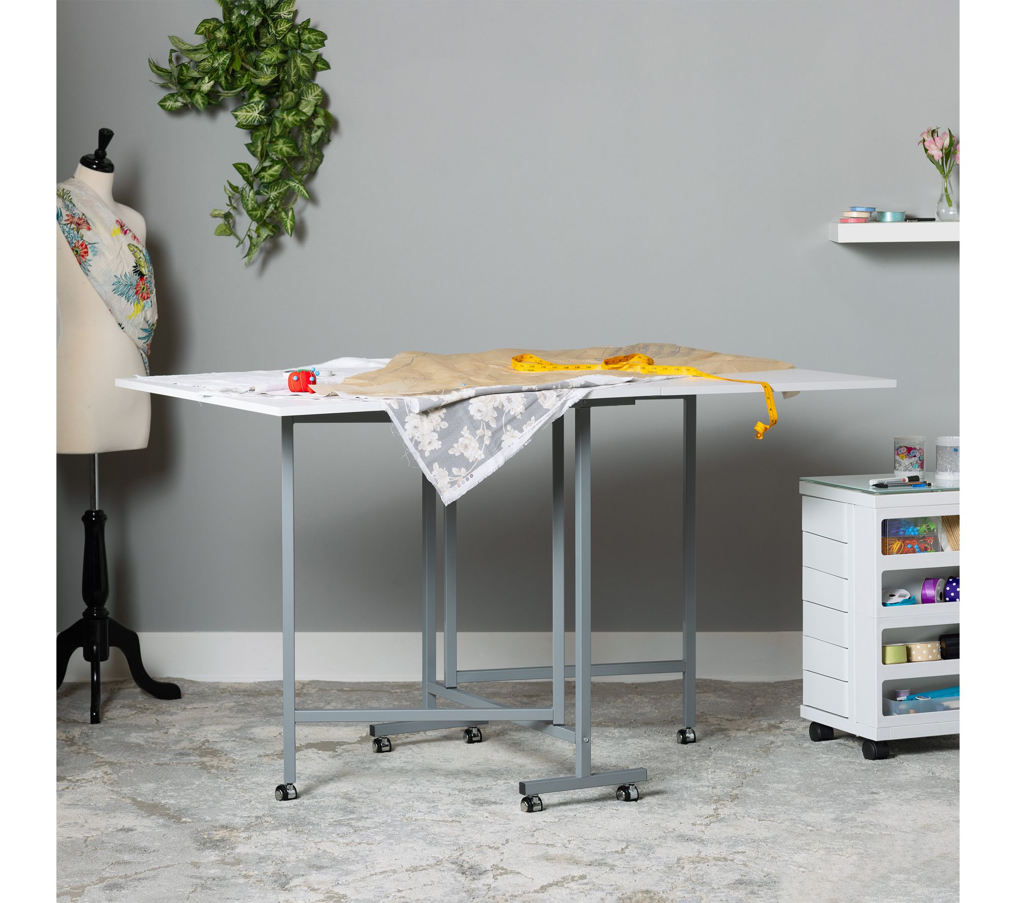 Sew Ready Mobile Folding Craft and Cutting Standing Table