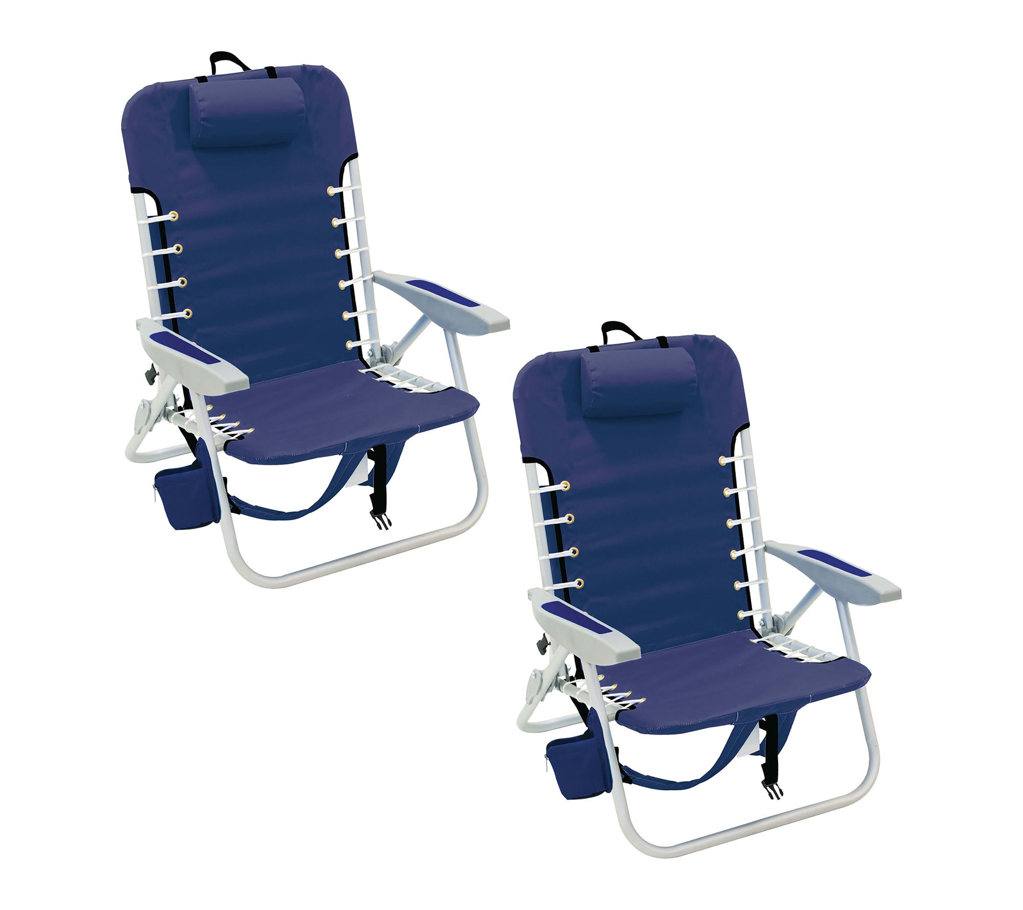 Rio Beach 4-Position Lace-Up Aluminum BackpackChair Navy 2 Pa