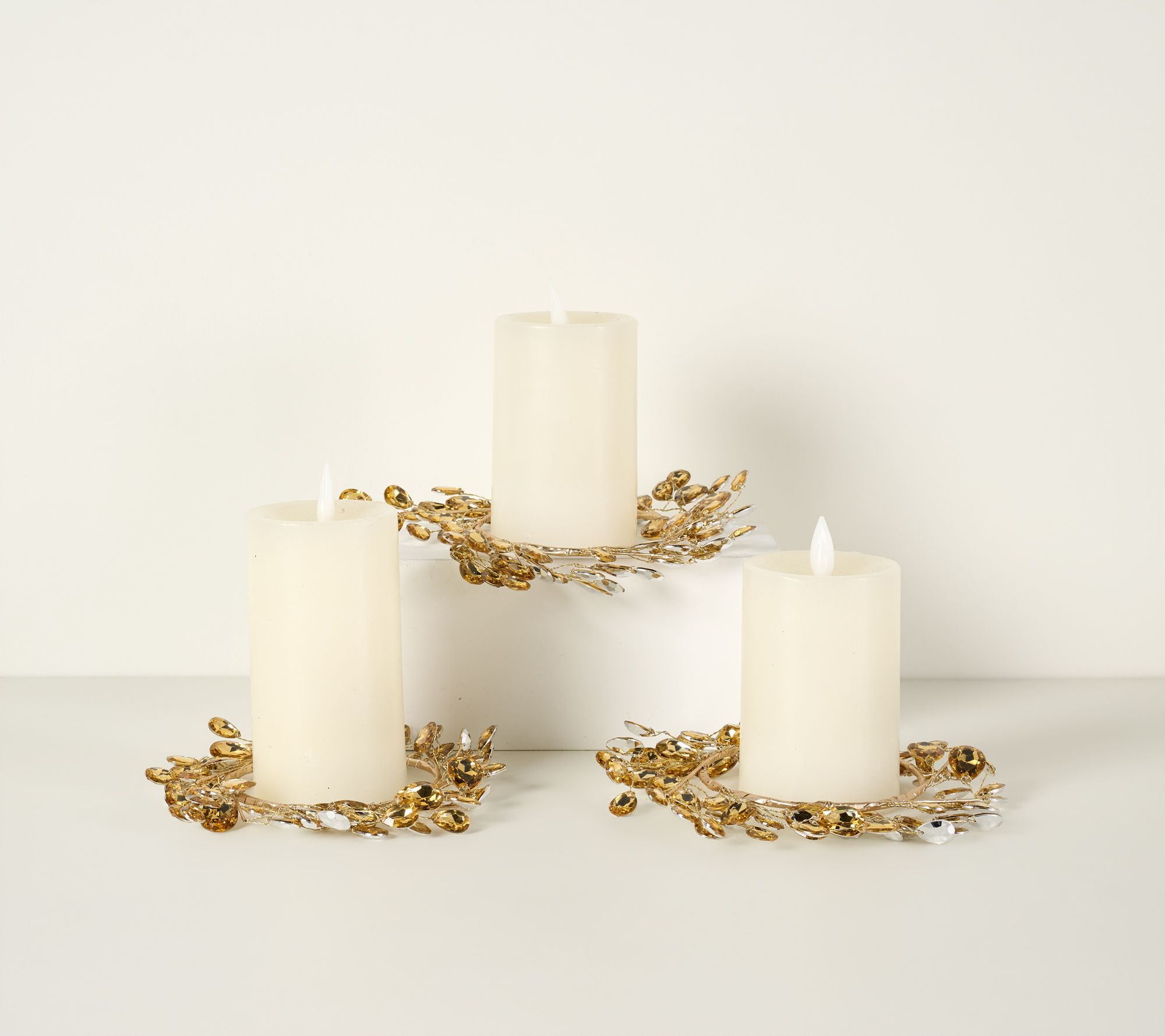 Set of 3 Faceted Gem Candle Rings by Valerie