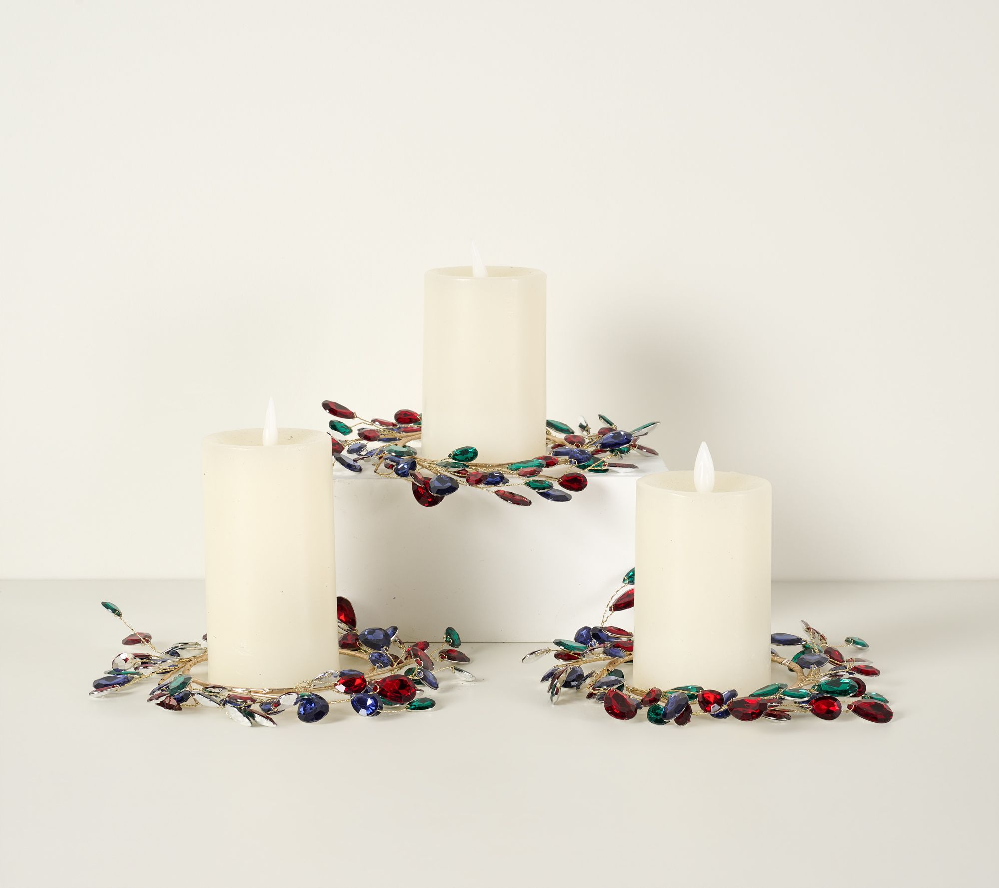 Set of 3 Faceted Gem Candle Rings by Valerie