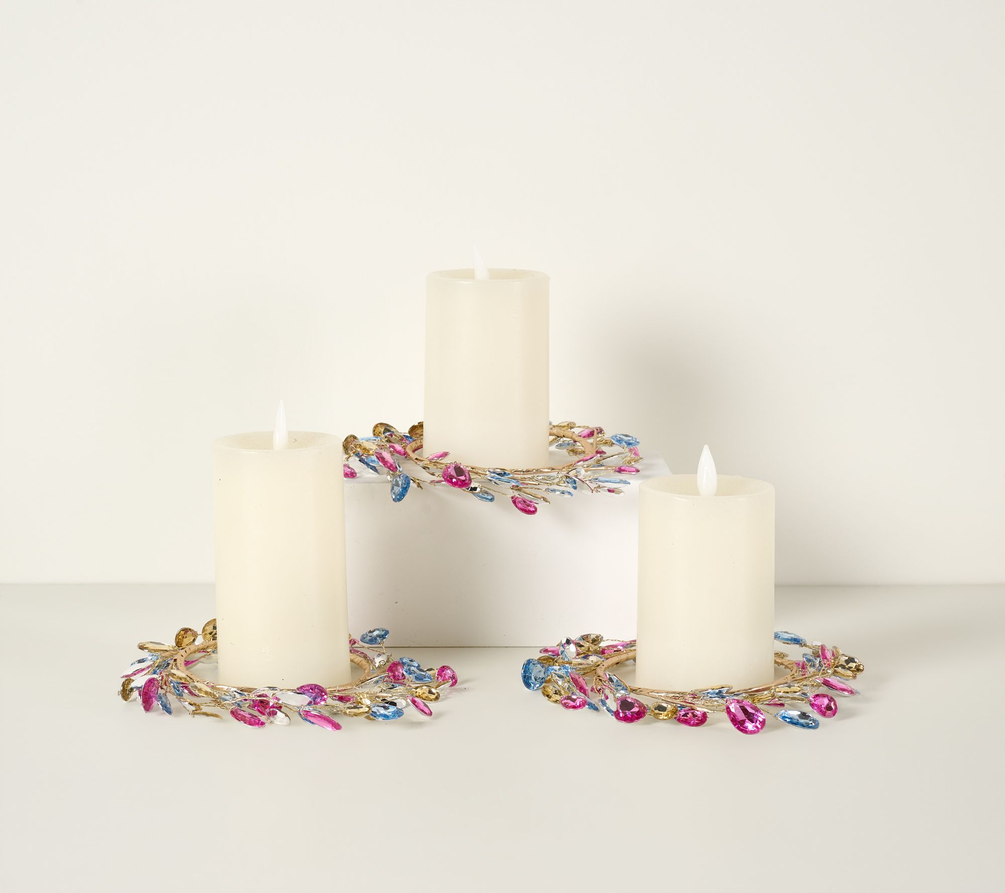 Set of 3 Faceted Gem Candle Rings by Valerie