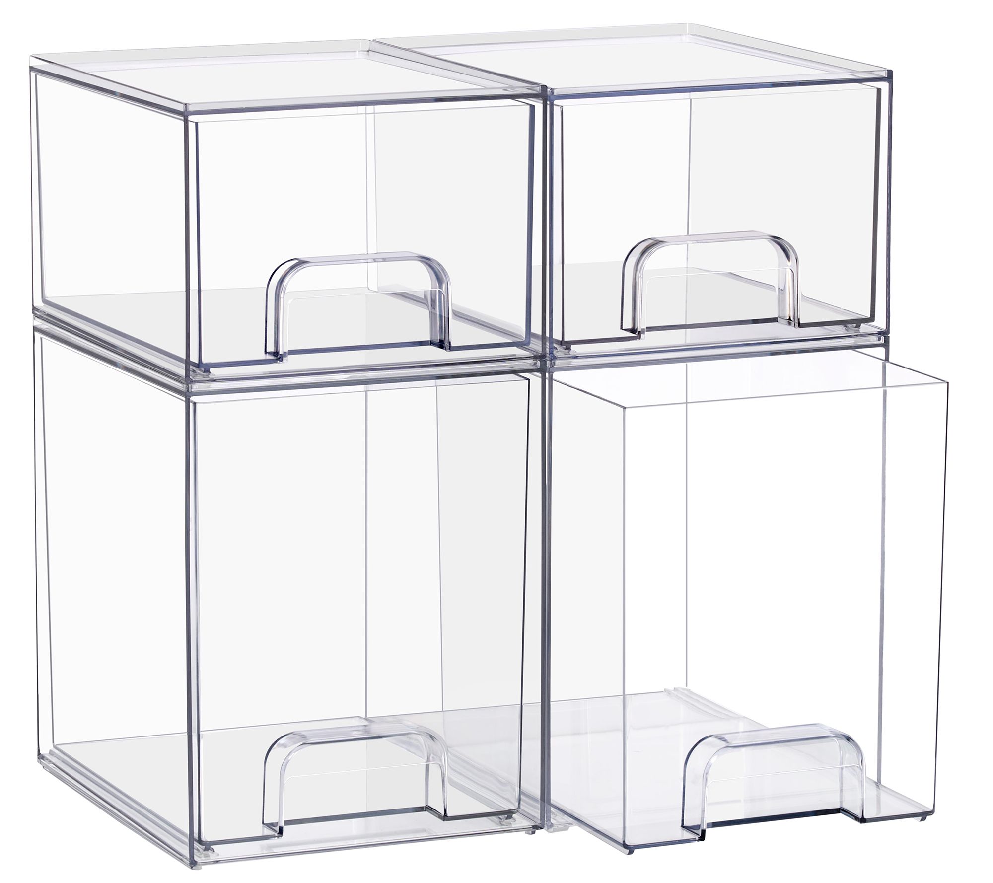Sorbus Stackable Acrylic Storage Drawers Clear Bins - 4 Pack