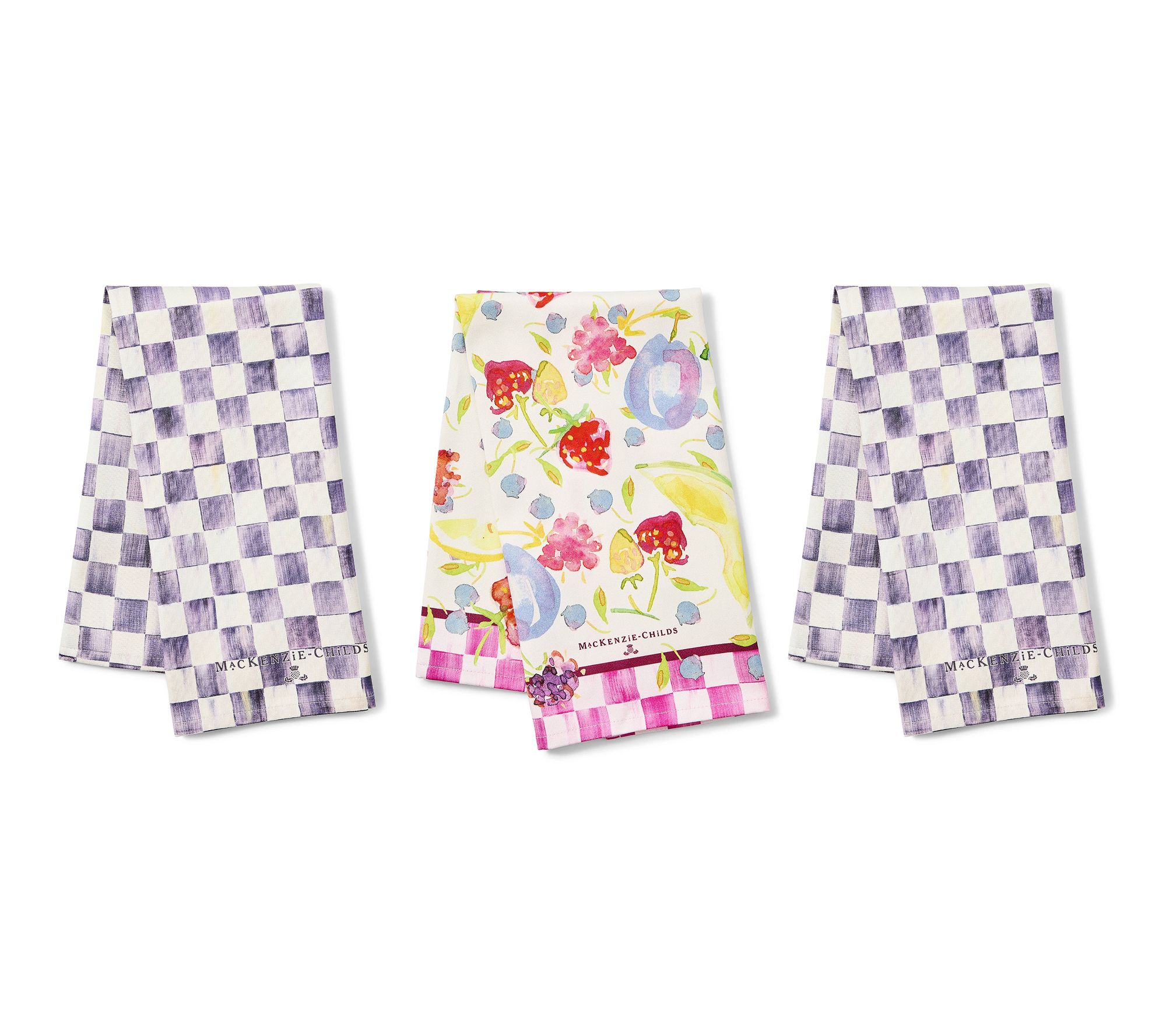 "As Is" MacKenzie- Childs Set of 3 Printed Tea Towel Set