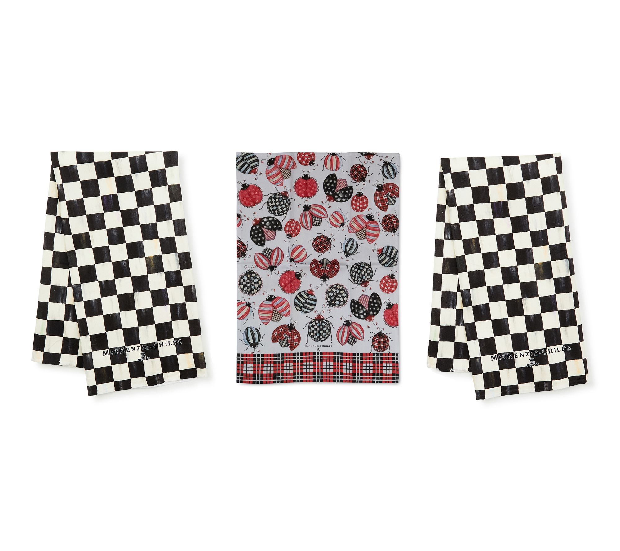 "As Is" MacKenzie- Childs Set of 3 Printed Tea Towel Set