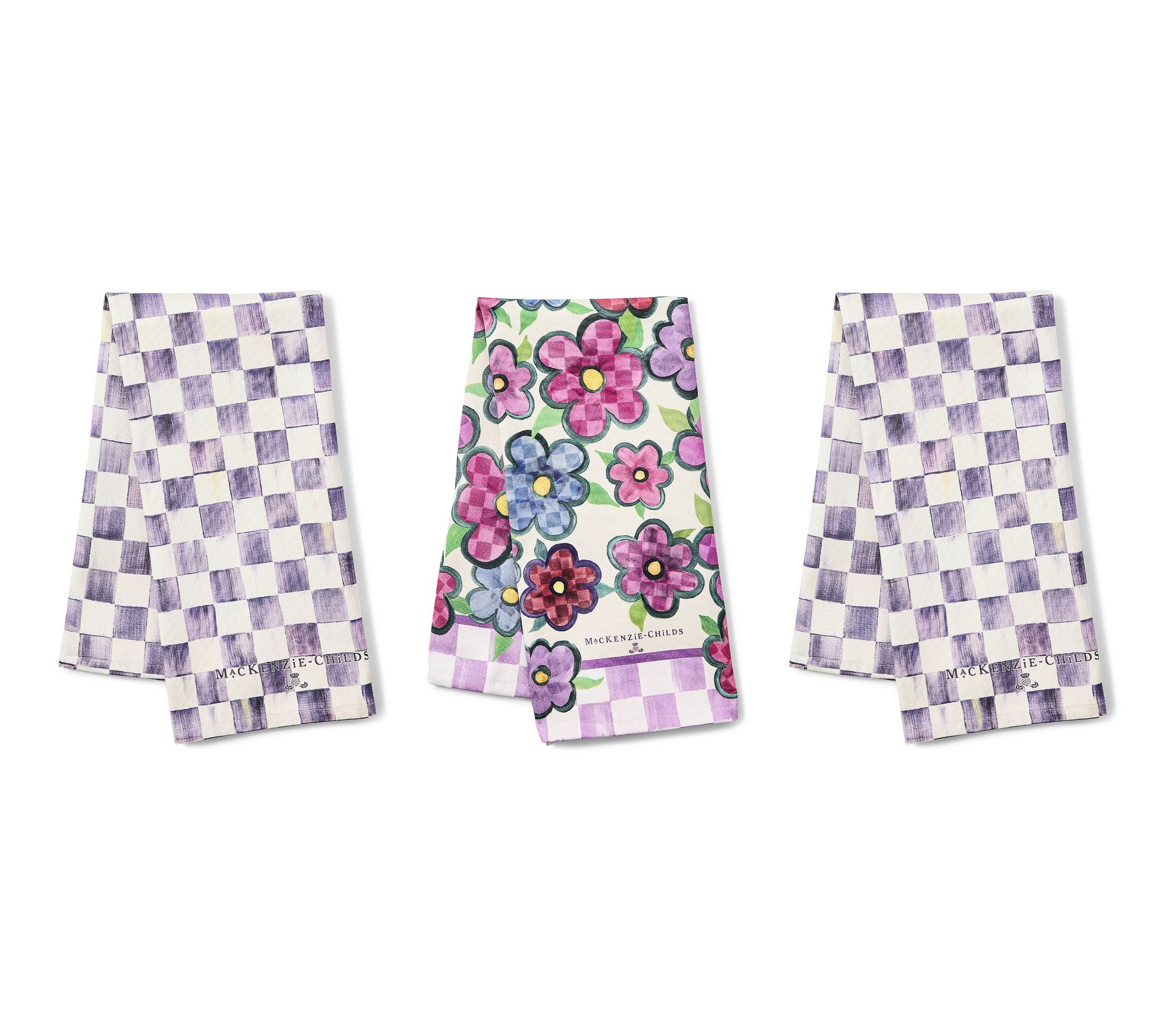 "As Is" MacKenzie- Childs Set of 3 Printed Tea Towel Set