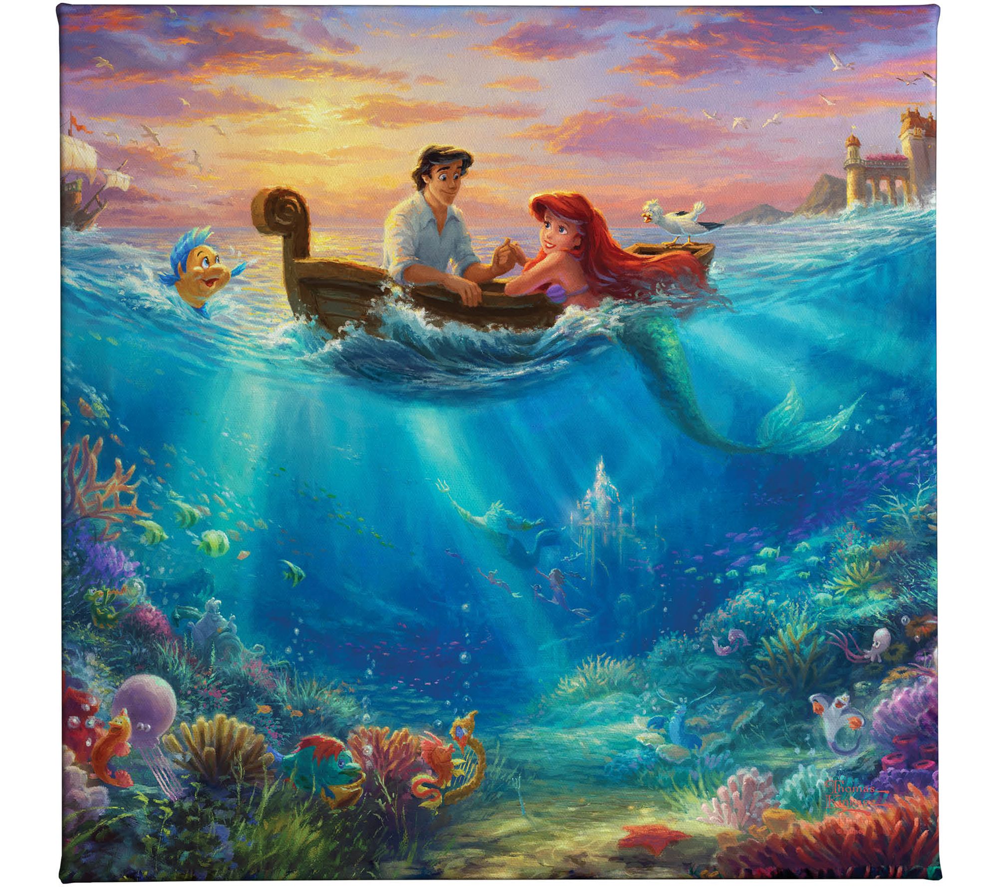 Thomas Kinkade Mermaid Falling in Love - 14x14Gallery Wrap