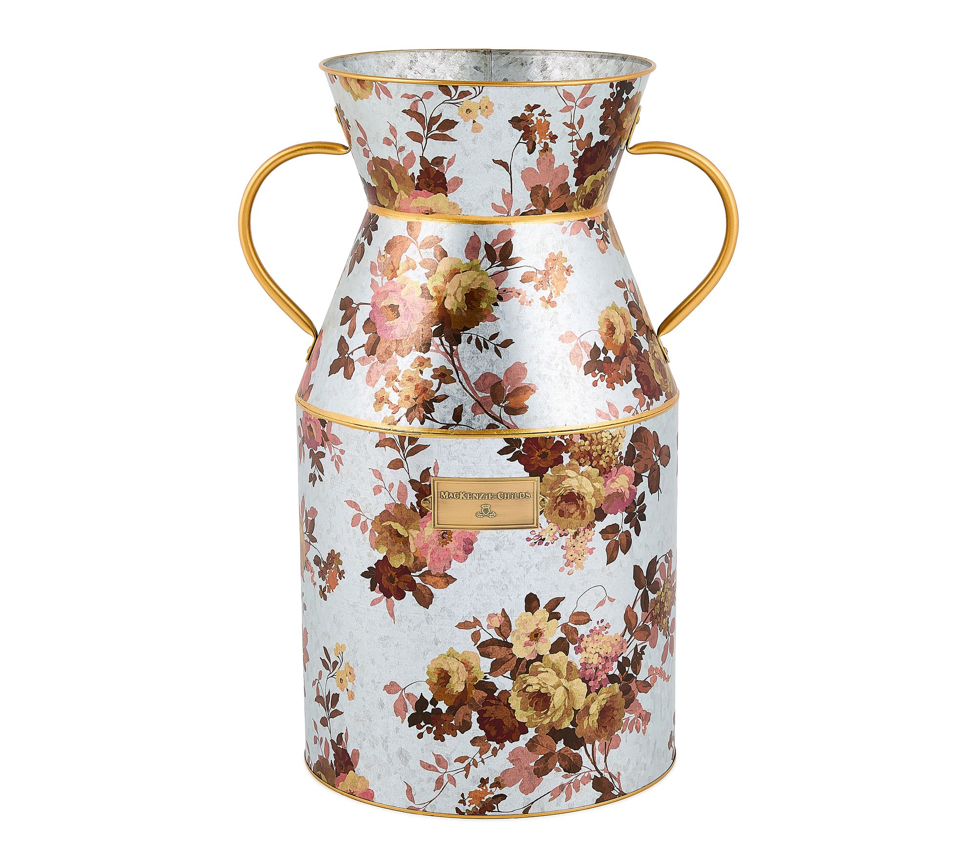 MacKenzie -Childs Wild Rose Galvanized Large Milk Can