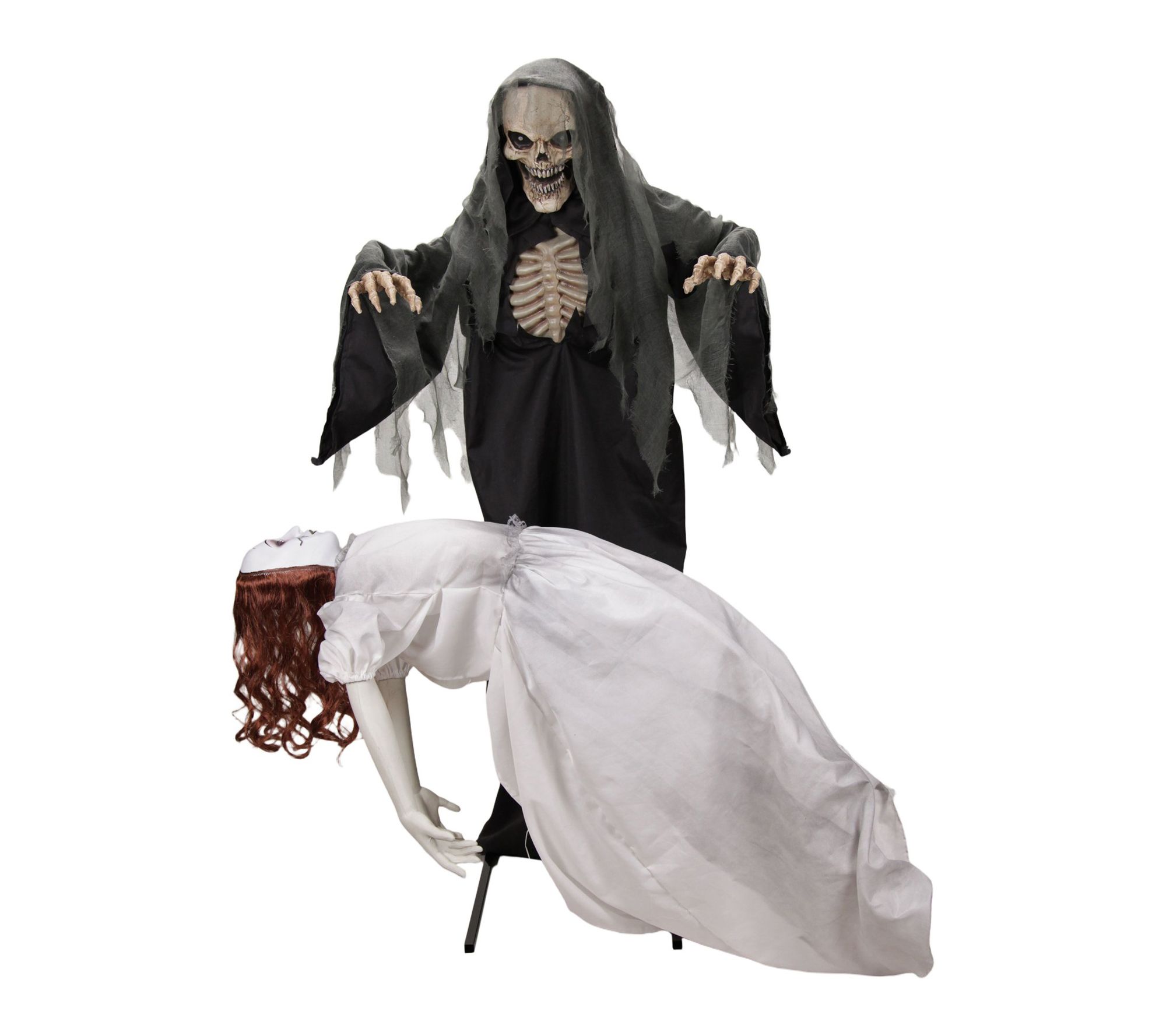 Haunted Hill Farm 5.6-Ft. Floating Lady with Reaper Animatronic