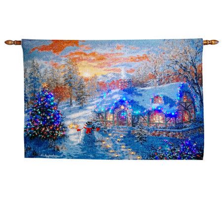 Thomas kinkade discount christmas tapestry lights