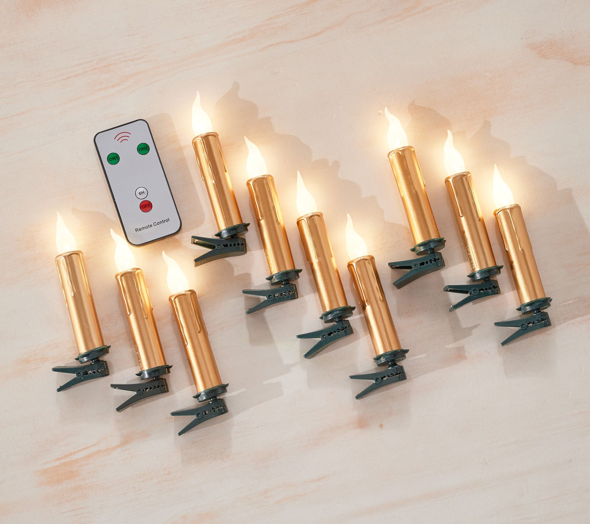 Set of 10 Illuminated Candle Clips with Remote by Valerie - QVC.com