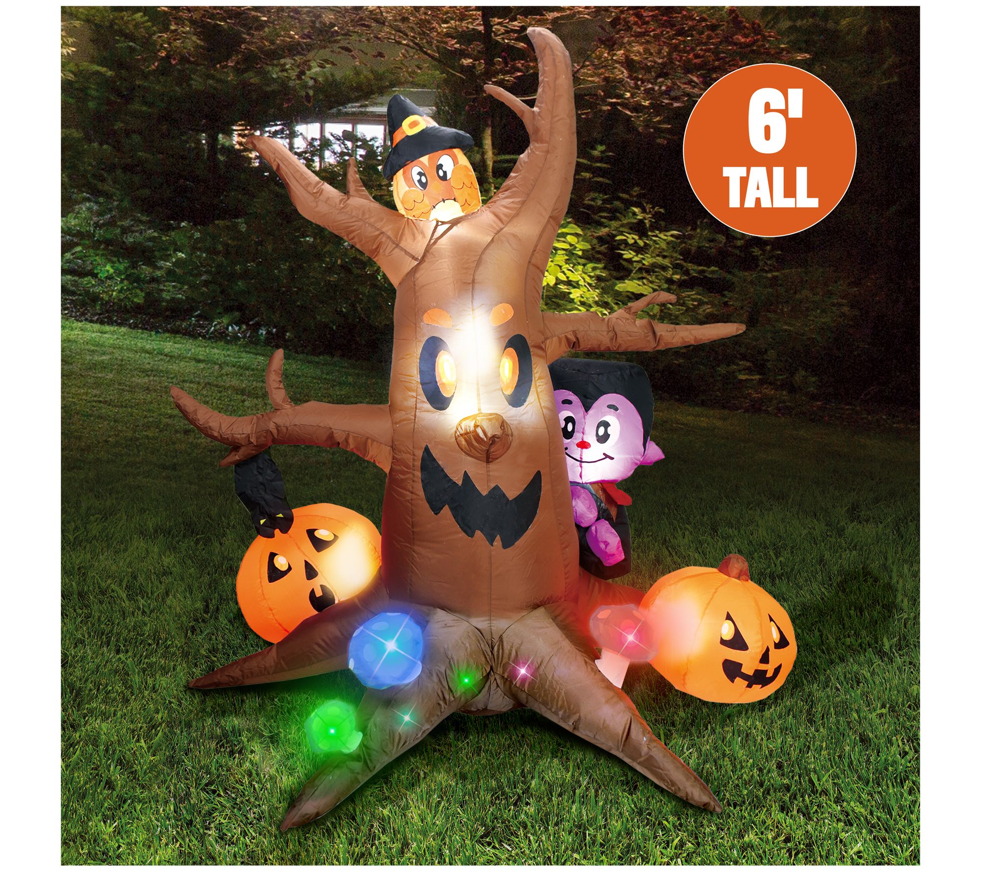 Joiedomi 6 Ft Scary Tree Inflatable with Neon M ushrooms - QVC.com