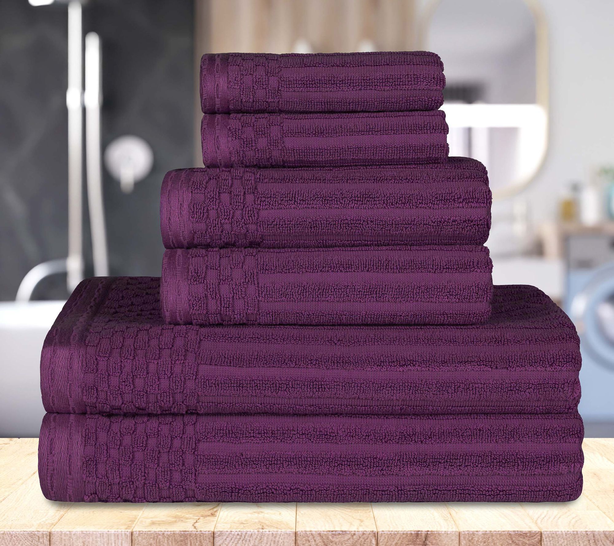Superior Ultra Soft Thick Absorbent 6-Piece Cotton Towel Set