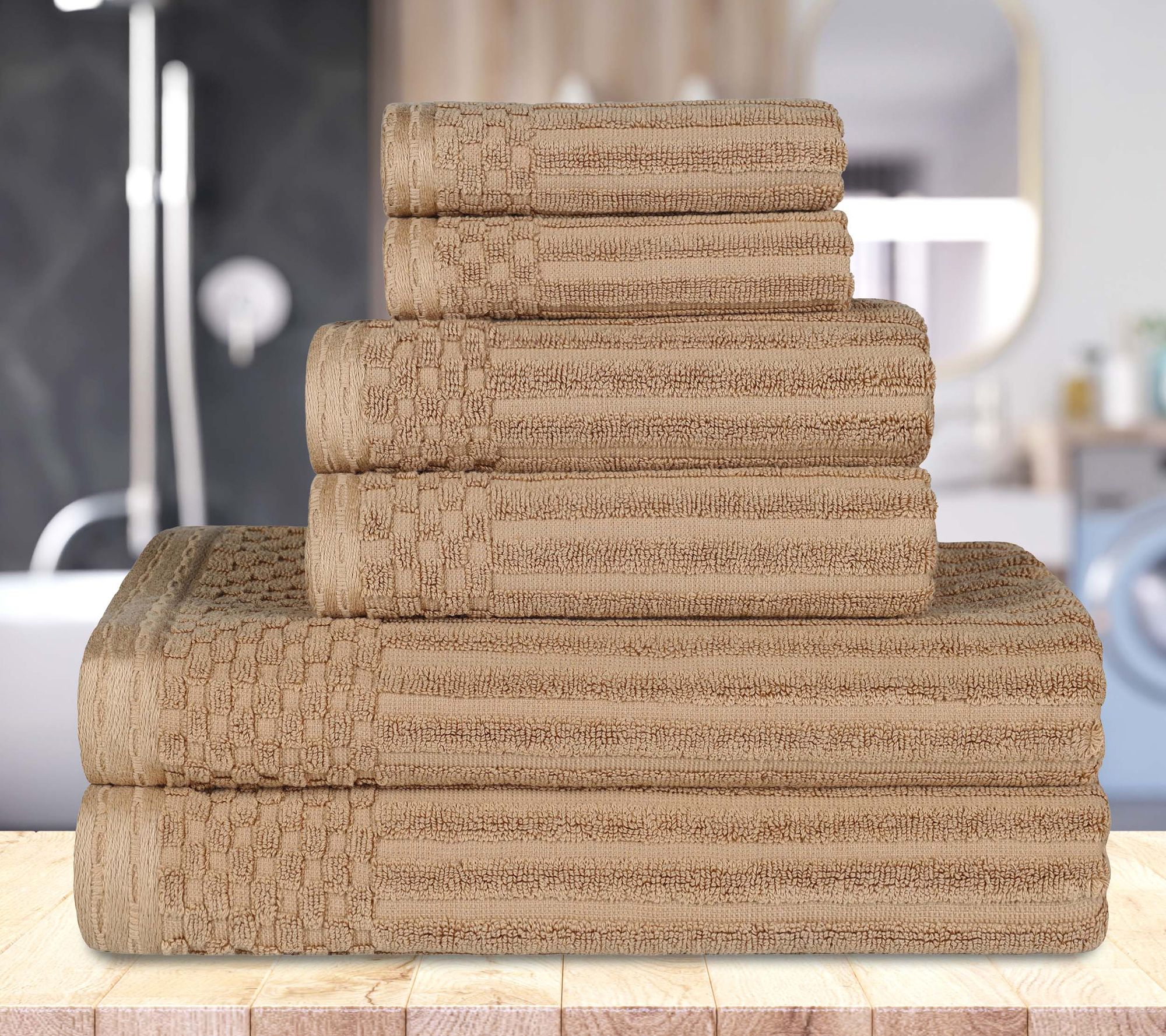 Superior Ultra Soft Thick Absorbent 6-Piece Cotton Towel Set