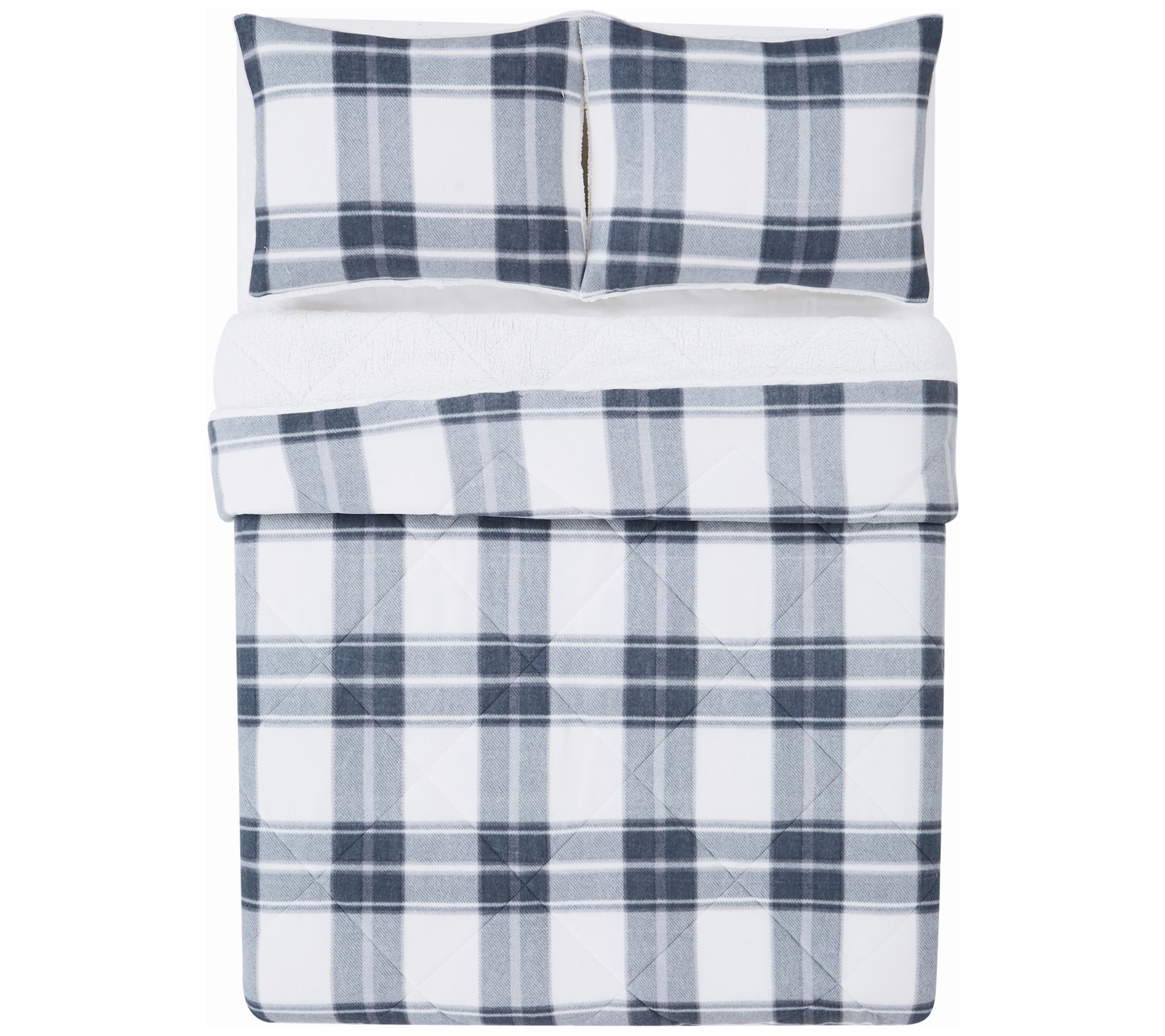Cannon Cozy Teddy Plaid 3 Piece Full/Queen Comforter Set