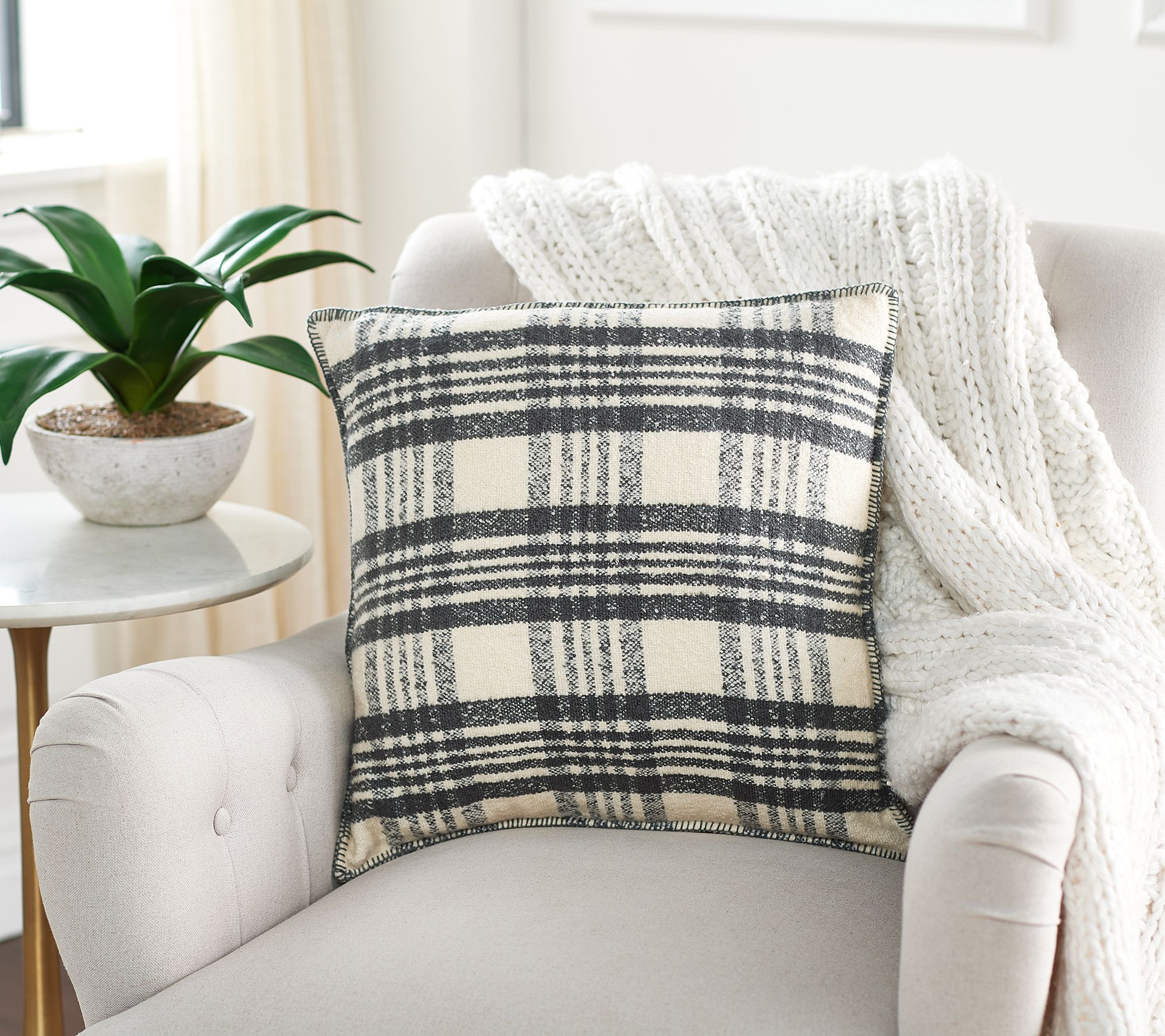 Pacific Thyme 18" Plaid Decorative Pillow