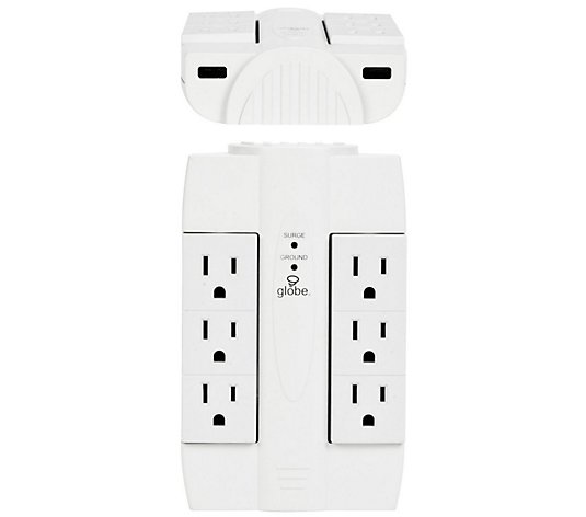 Globe Electric 6 Outlet Swivel Surge Protectorw/ 2 USB Ports