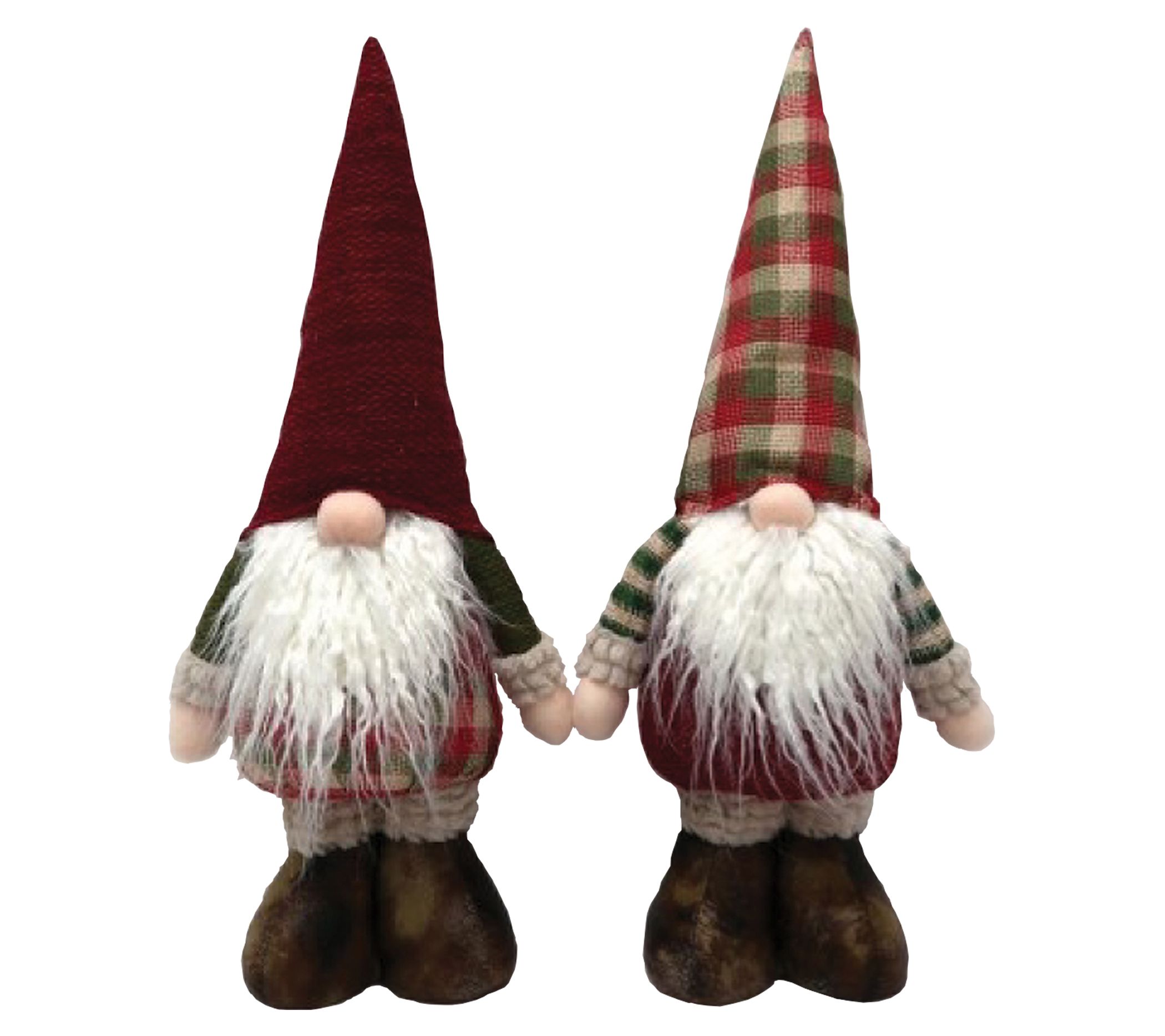 14" Santa's Workshop Plaid Gnomes, Set of 2