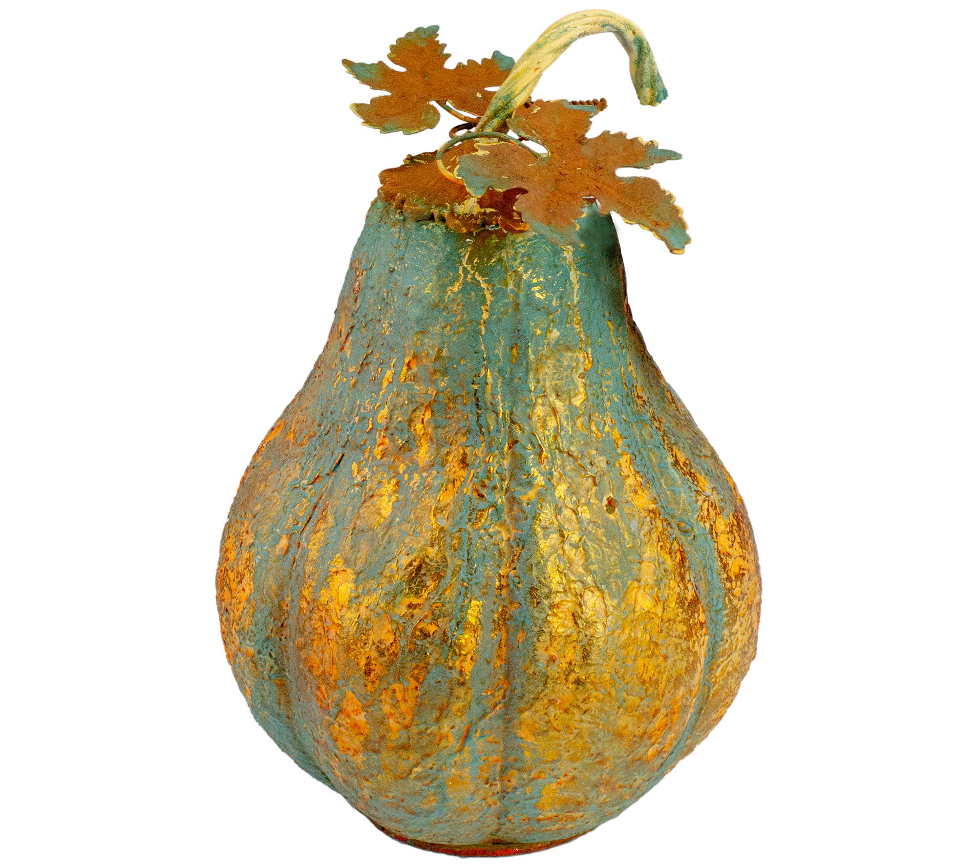 Northlight 14" Orange & Green Elongated Pumpkin Tabletop Decor