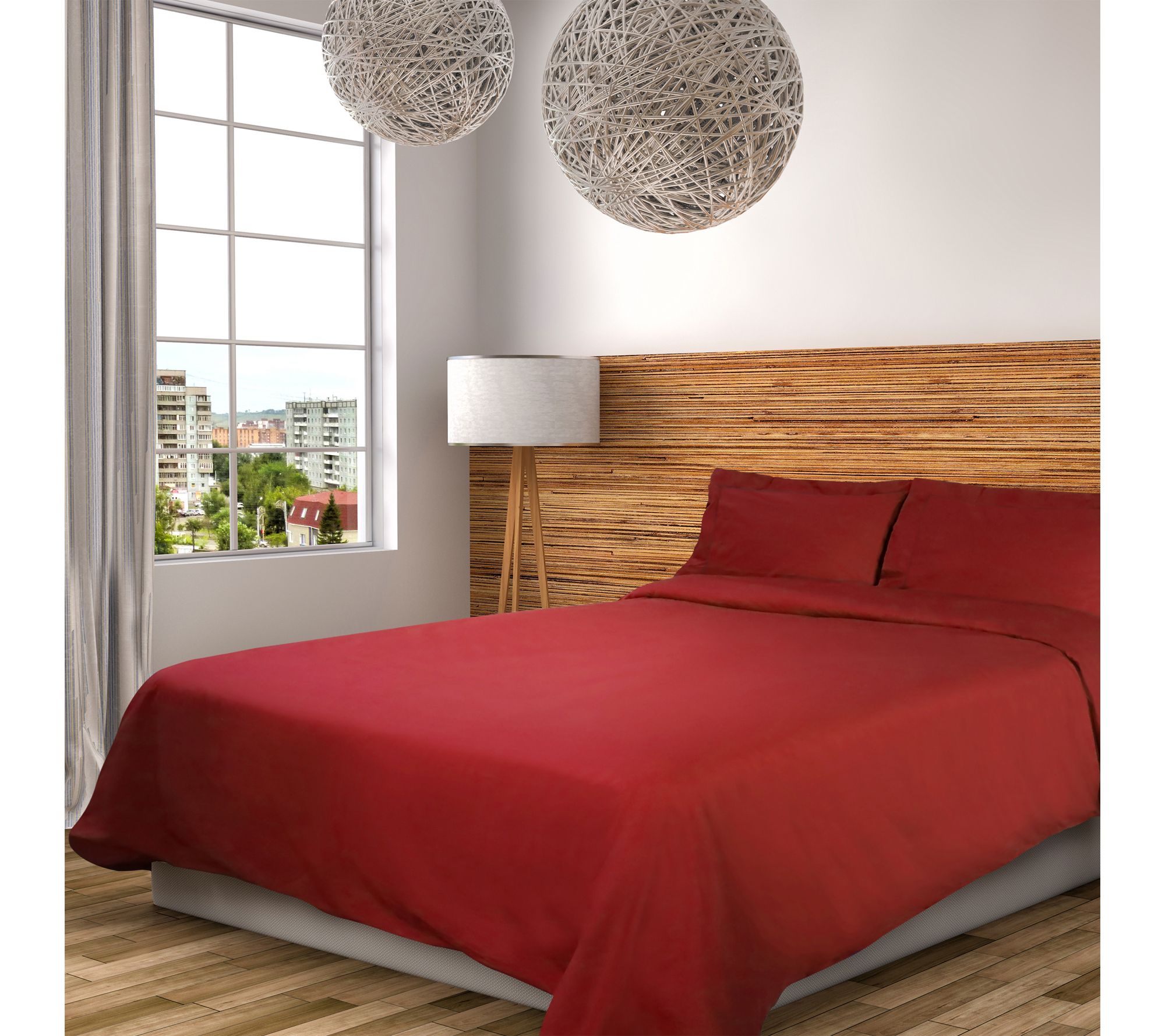 Superior Solid Cotton Percale Duvet Cover Set, Full/Queen