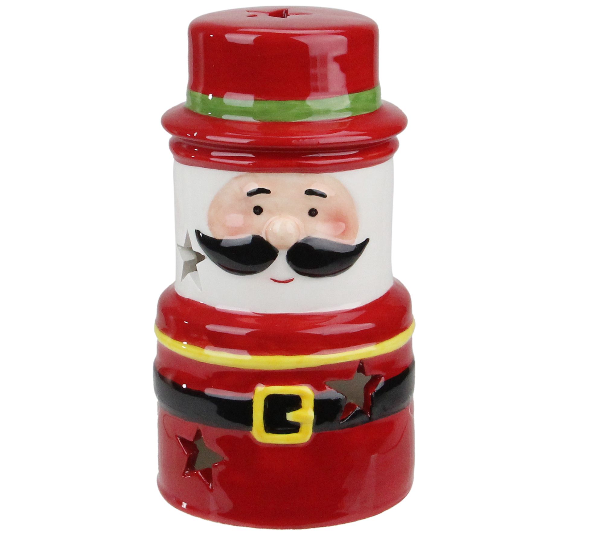 Northlight 5.5" Red Ceramic Santa Gnome Tea ligt Holder