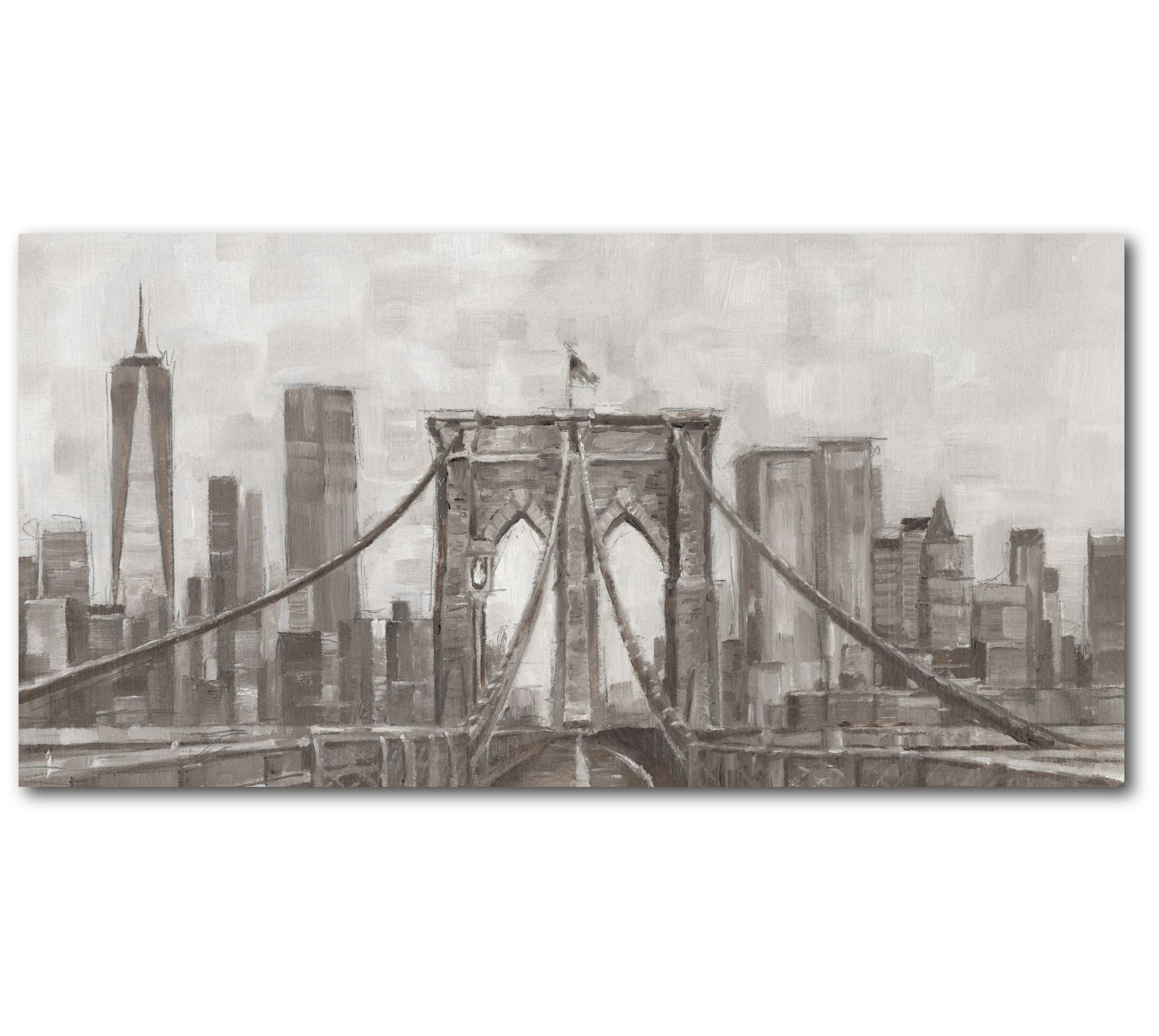 Courtside Market Charcoal Brooklyn Bridge I 24x48 Canvas