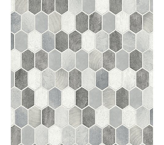 NextWall Brushed Hex Tile Peel and Stick Wallpaper Roll