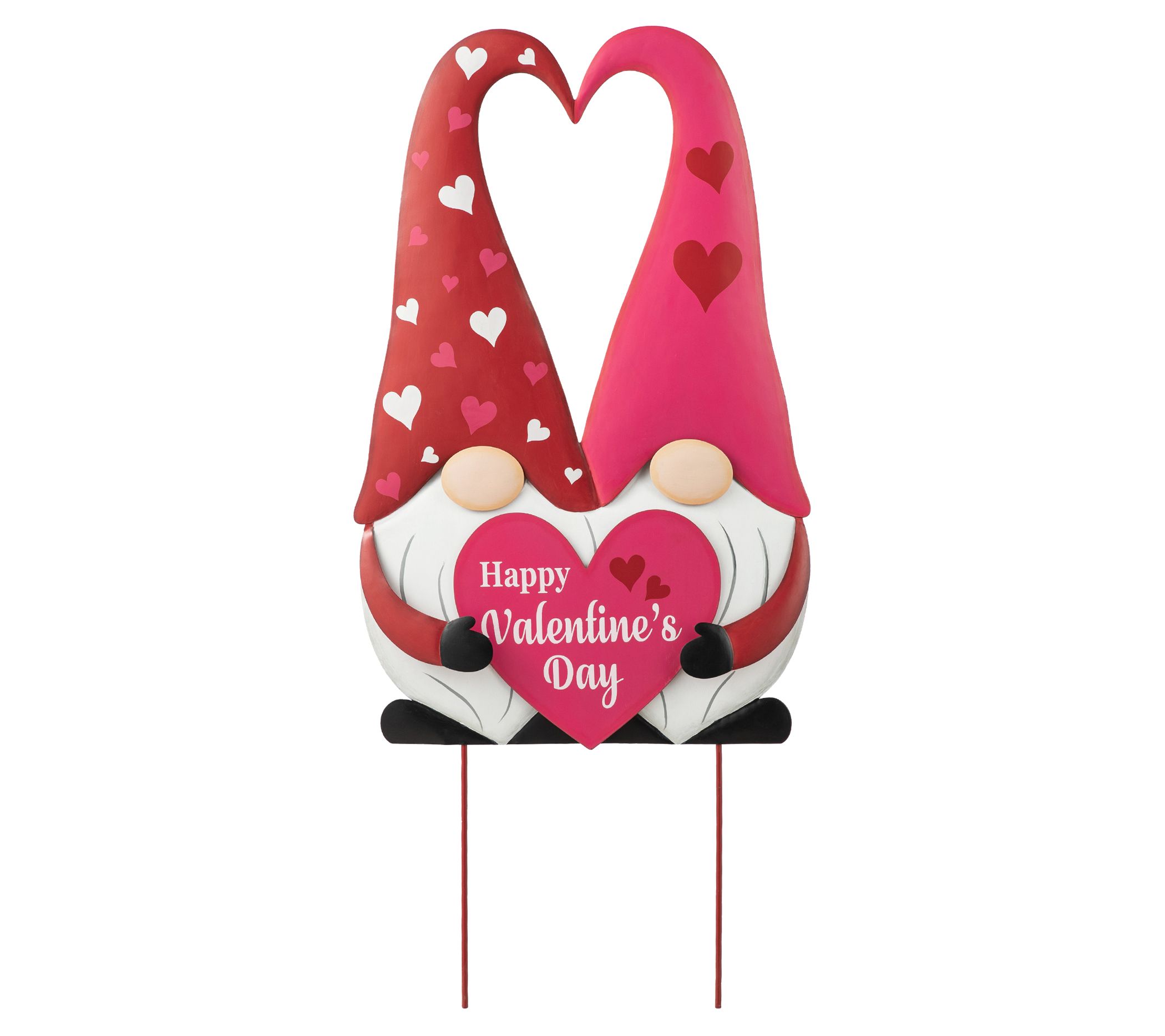 Glitzhome 30" Valentine's Metal Gnome Couple Ya rd Stake