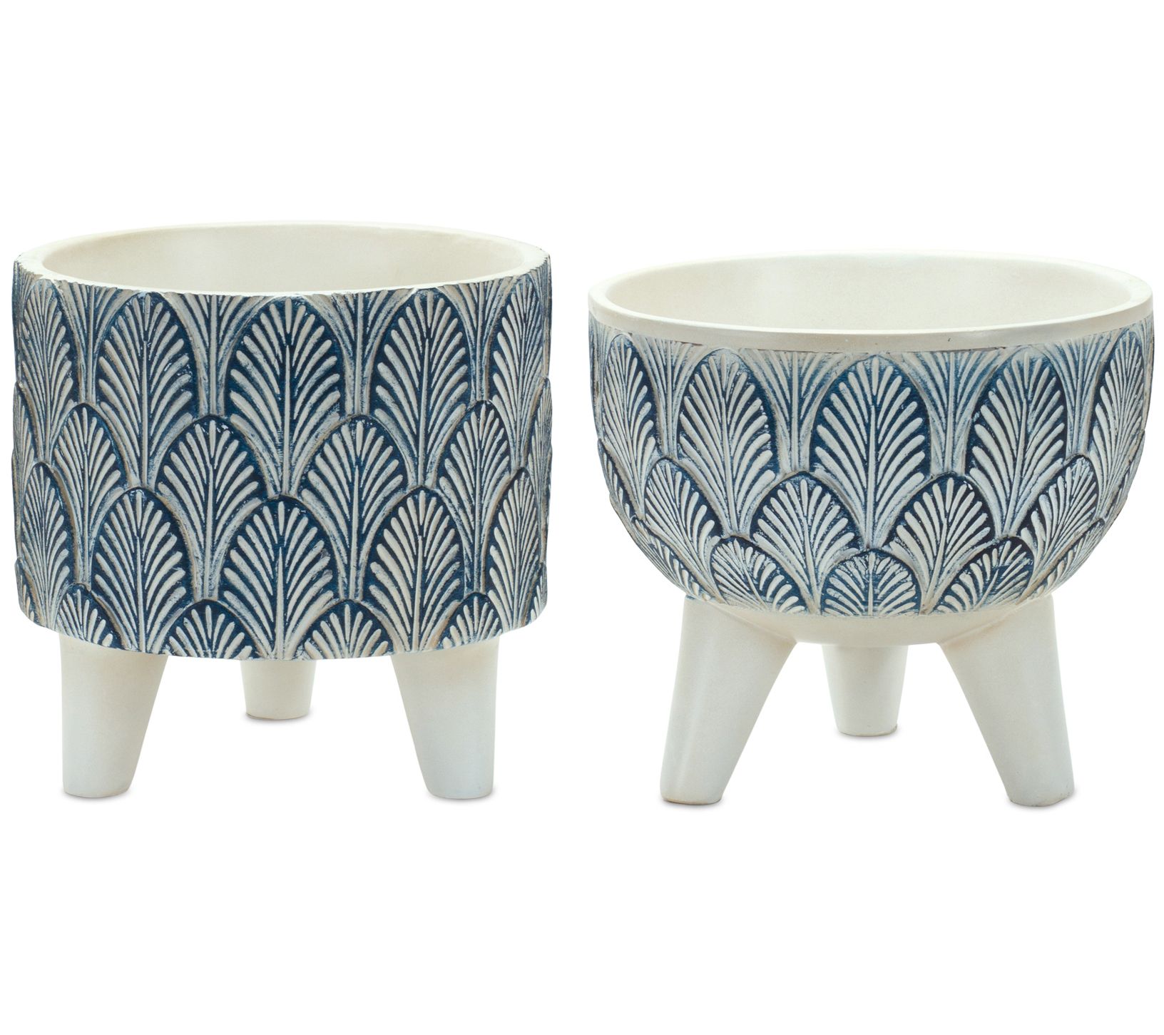 Melrose Geometric Leaf Pattern Pot with Legs (Set of 2)