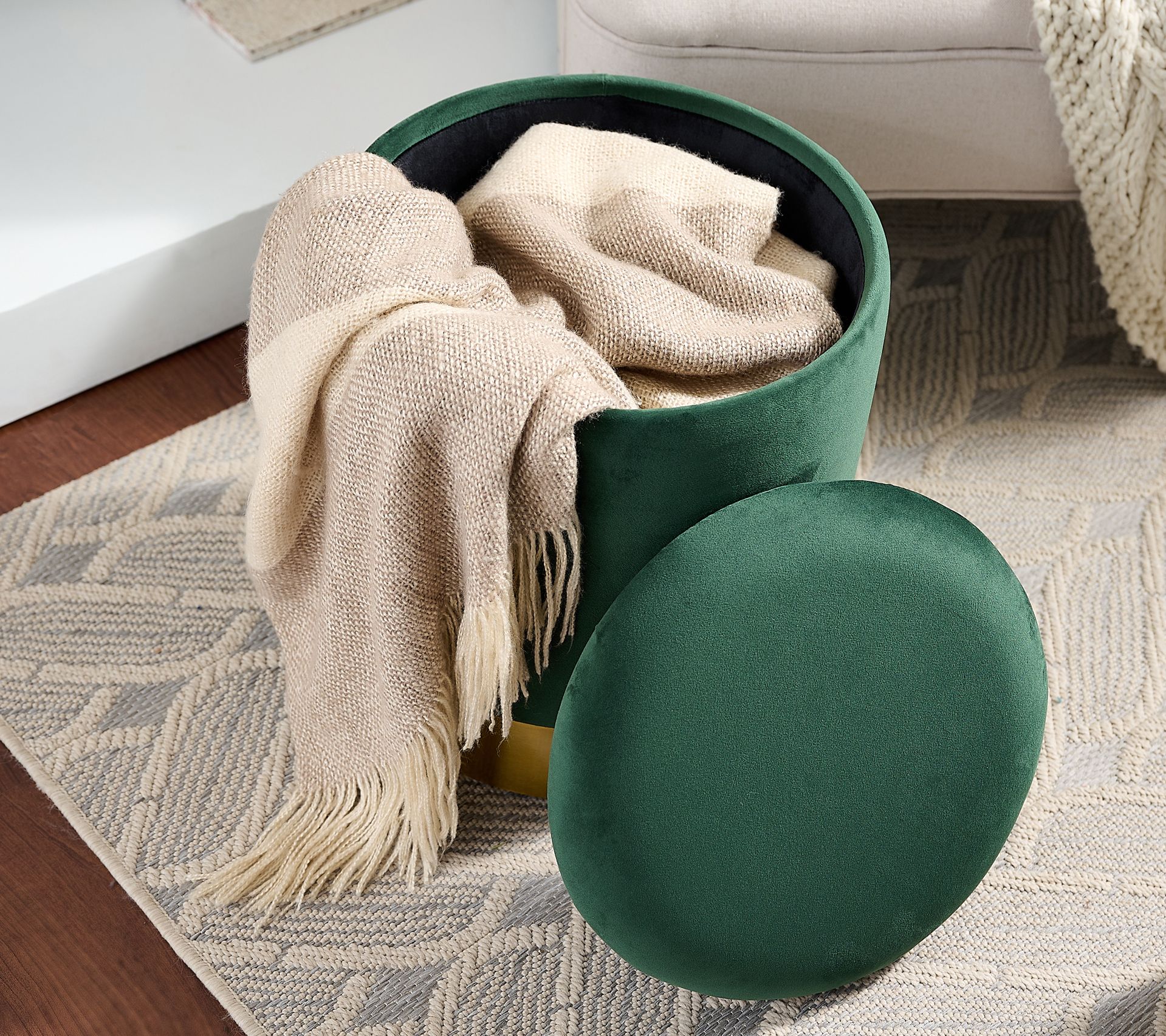 "As Is" BFF Collections Set of 2 Velvet Storage Ottomans