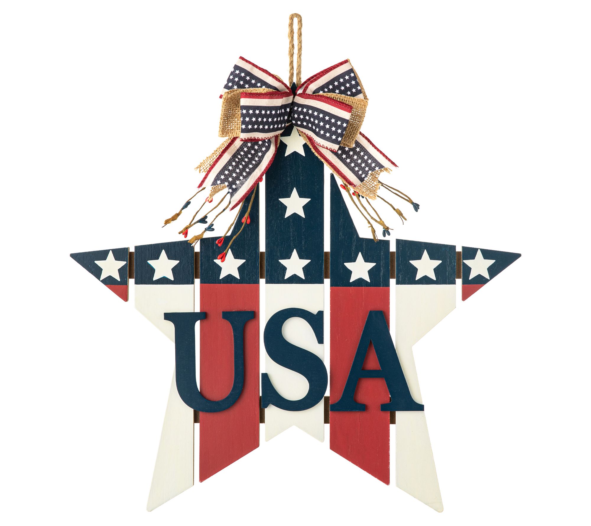 Glitzhome 19.25" Patriotic Americana Wooden StaDoor Hanger
