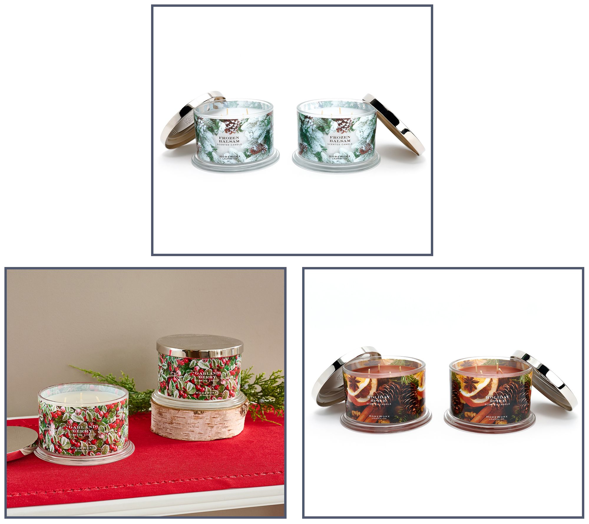 HomeWorx by Slatkin & Co. S/2 18oz Wrapped Glass Candles