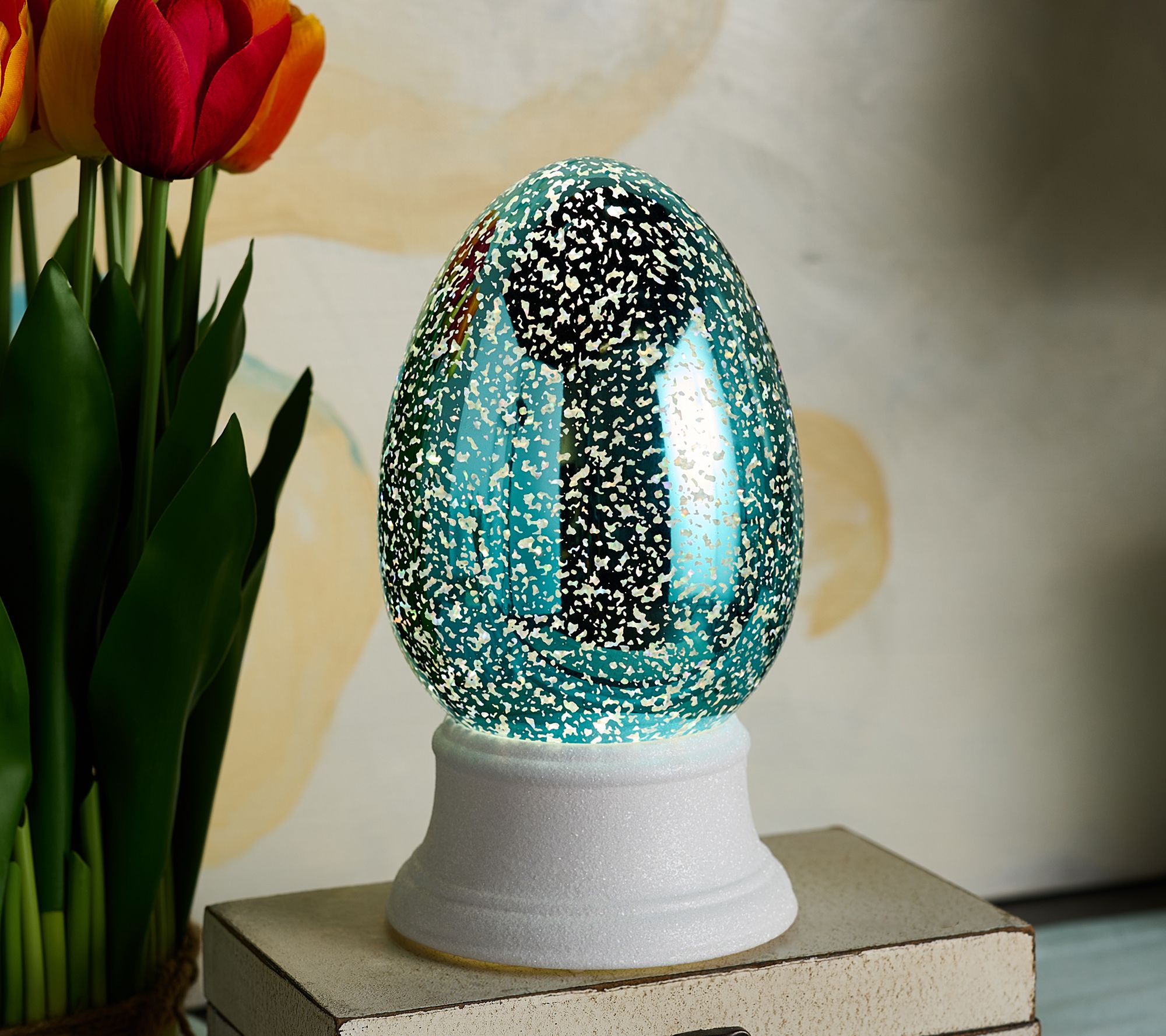 8.5" Mercury Finish Glitter Egg by Valerie