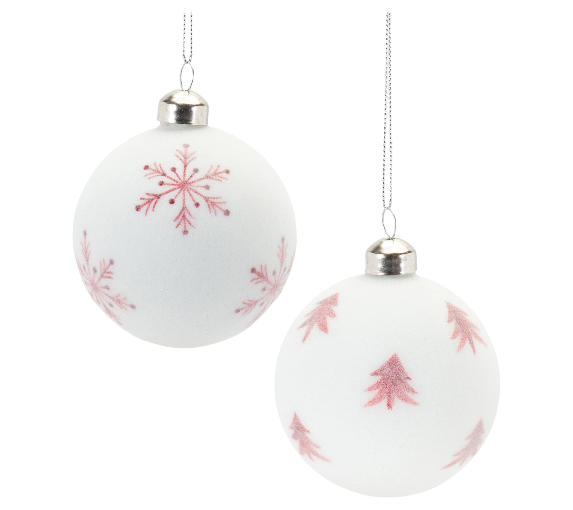 Melrose Frosted Snowflake and Tree Ball Ornament (Set of 12)