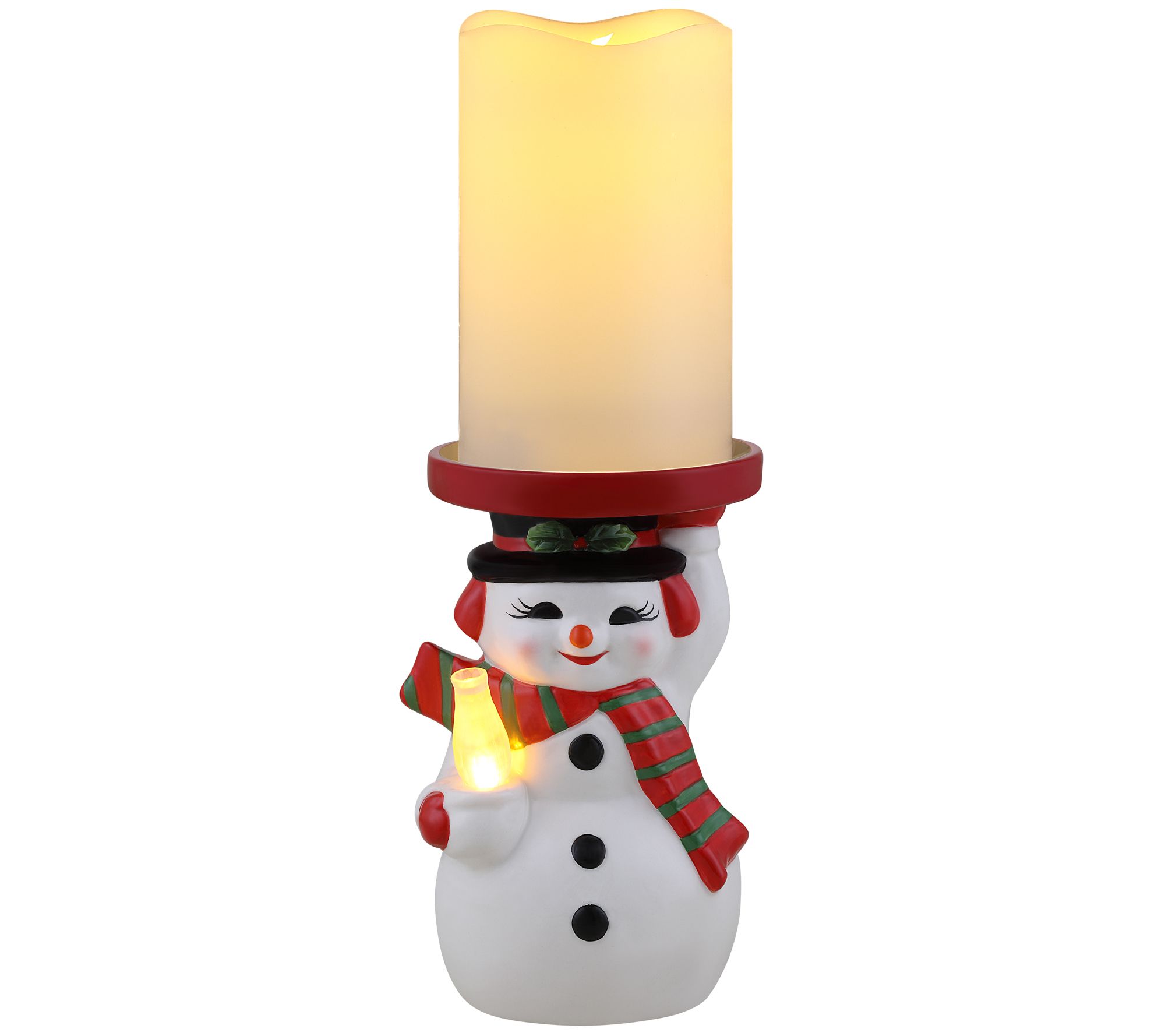 Mr. Christmas Lit Snowman Candle Holder & Flameless Candle