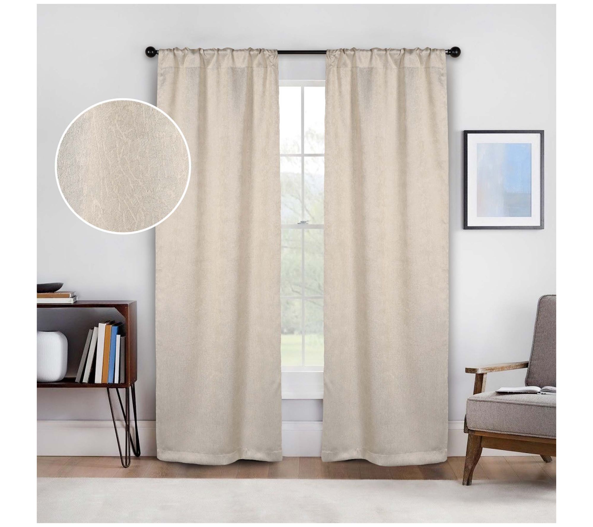 Superior Textured Blackout Curtain Set of 2 Panels, 26X84
