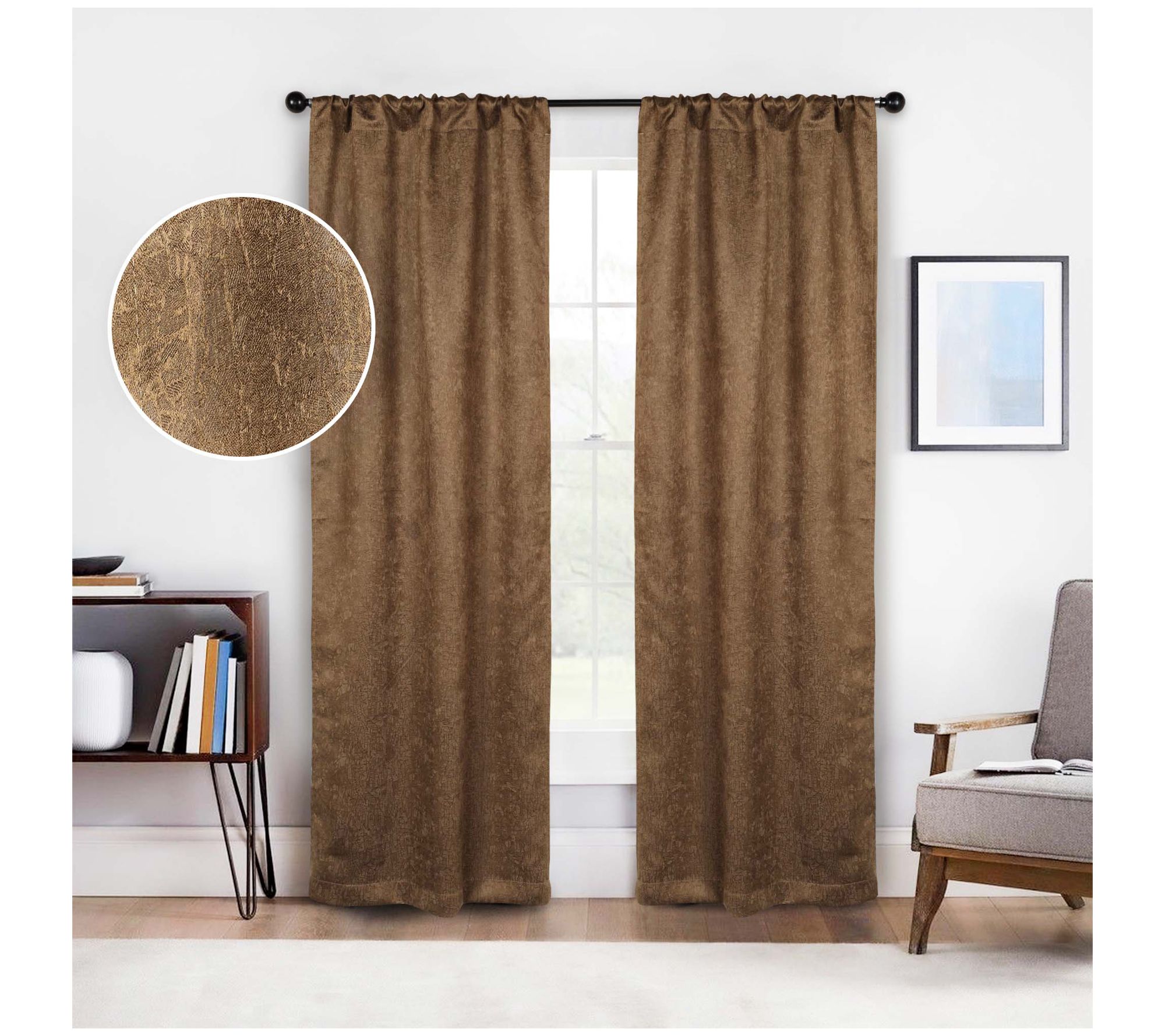 Superior Textured Blackout Curtain Set of 2 Panels, 26X84