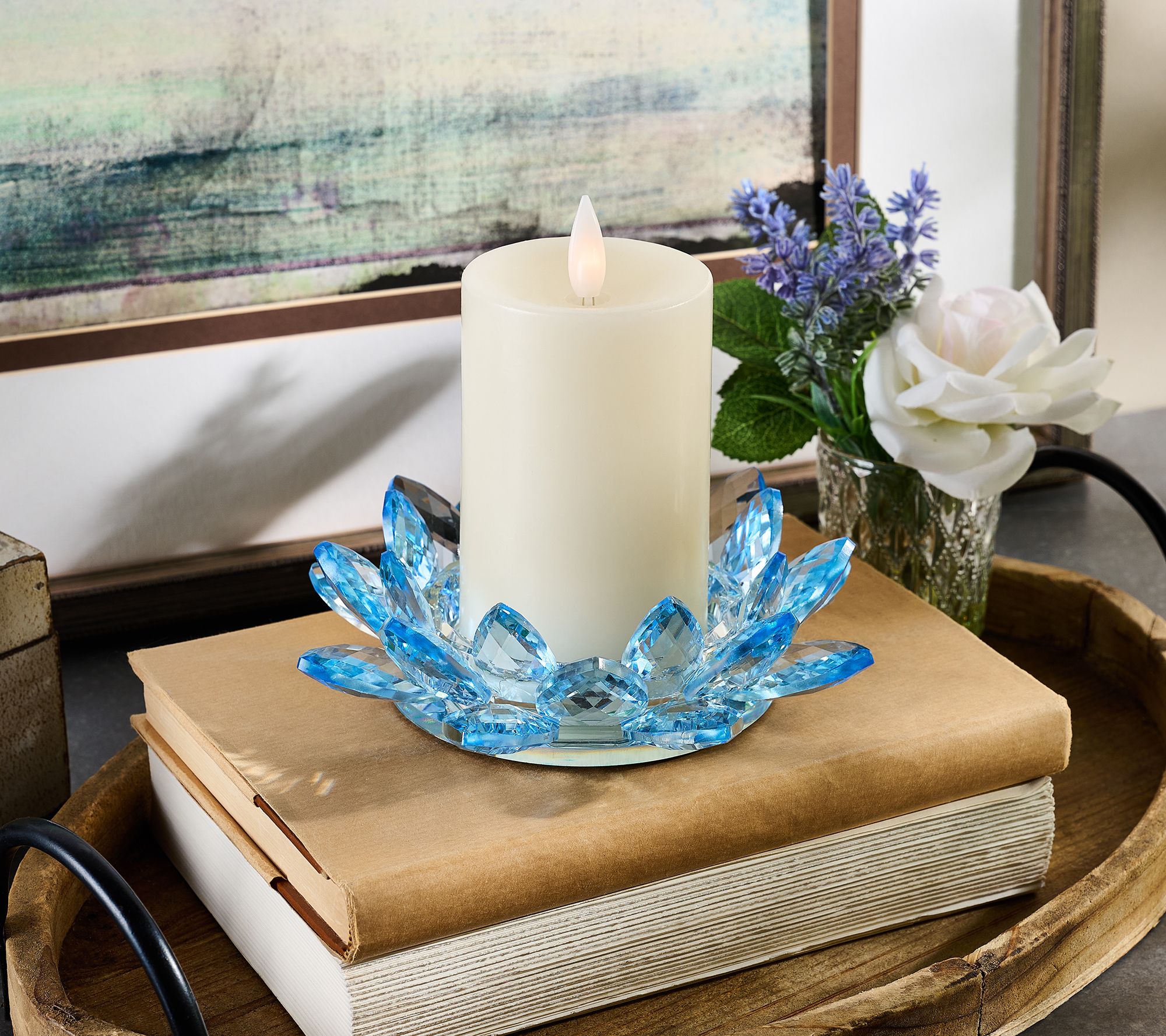 "As Is" 7.5" Faceted Glass Lotus Holder by Valerie