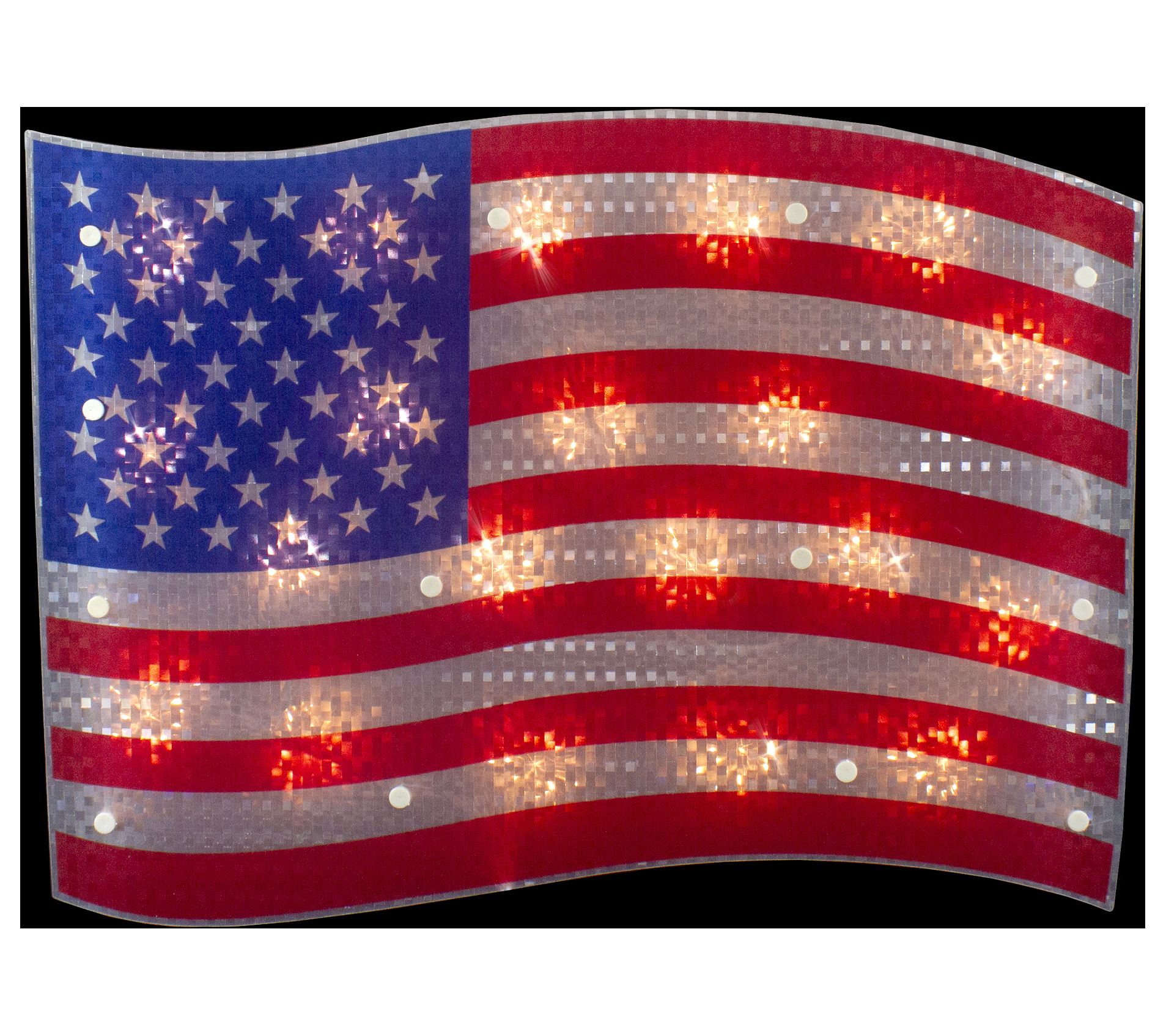 Northlight 17" Lighted Holographic American Flag Window Decor