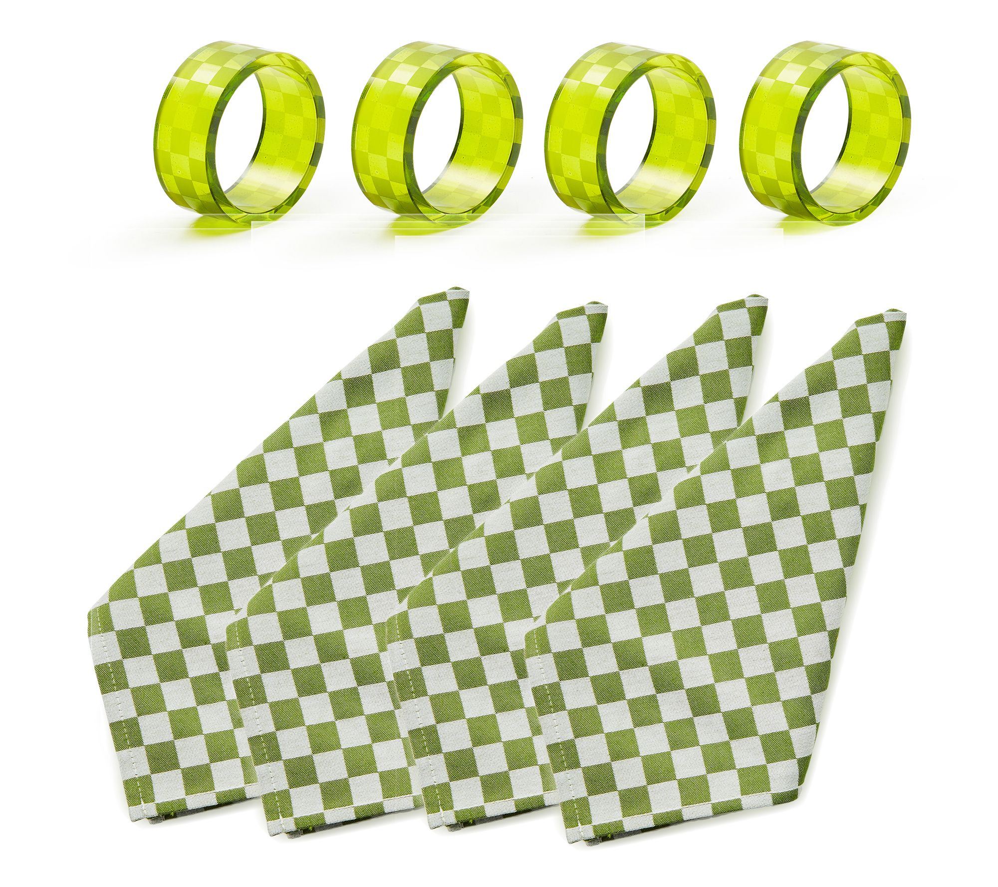 MacKenzie Childs Set of 4 Napkins and Napkin Rings