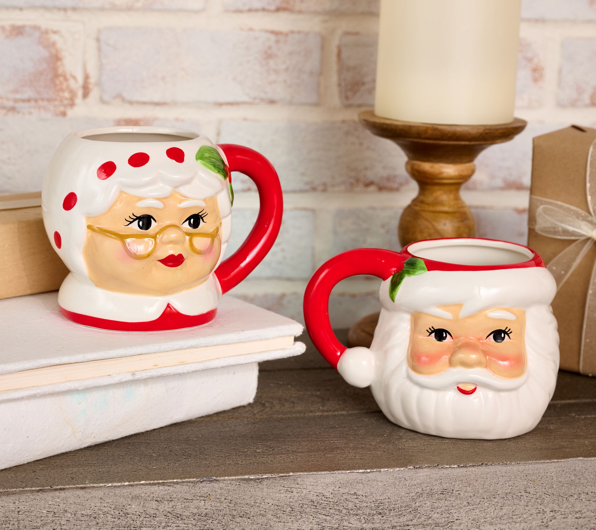 "As Is" Mr. Christmas (2) Oversized 20-ounce Santa Mugs