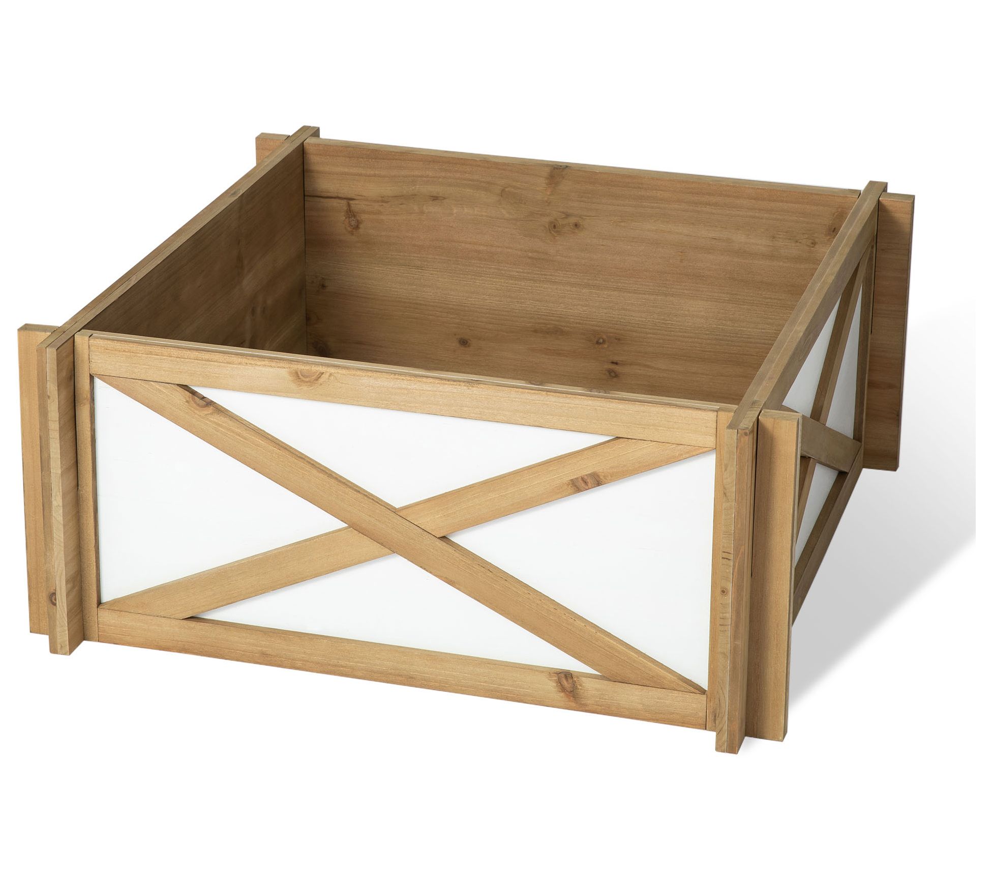 Glitzhome 24.5"L Natural & White Wooden Tree Collar