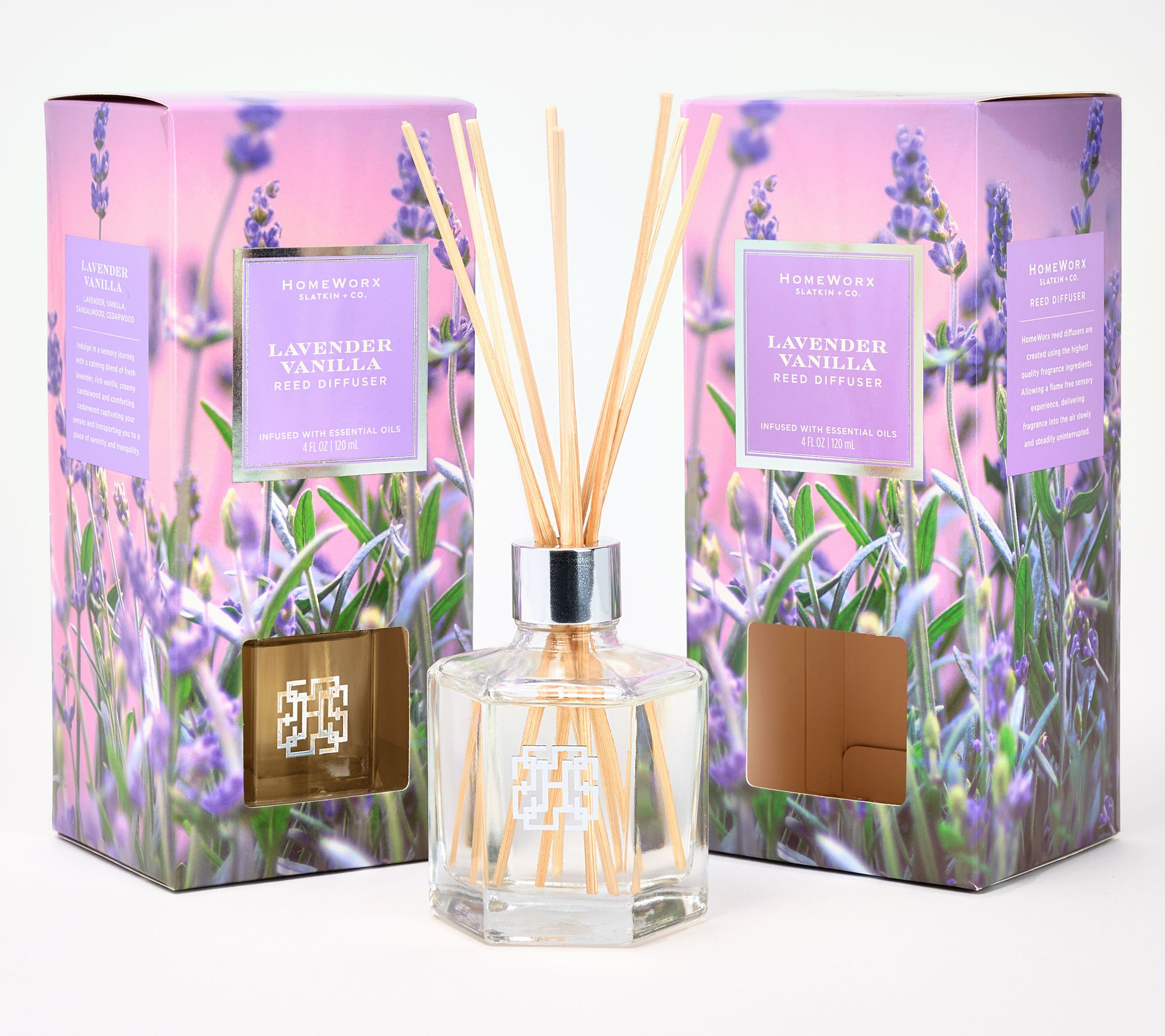 HomeWorx by Slatkin + Co. S/2 Lavender Vanilla Reed Diffusers