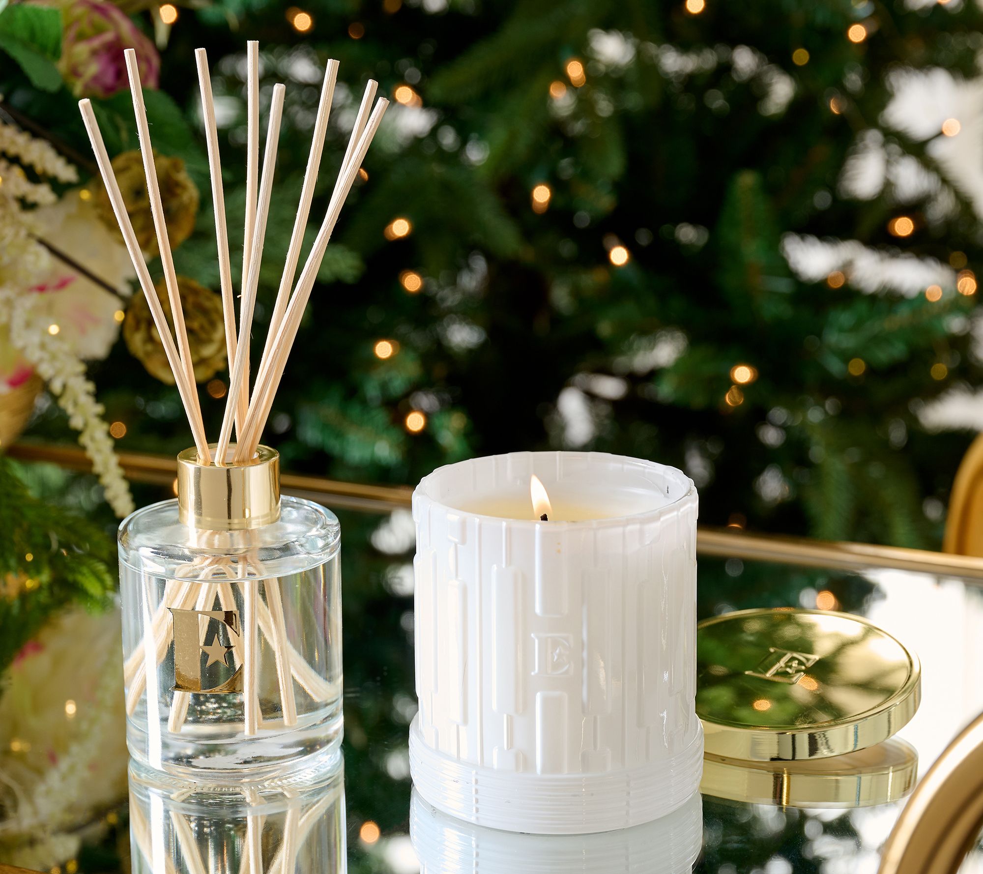 Elton John x Slatkin + Co. Woodside 8oz Candle & Reed Gift Set