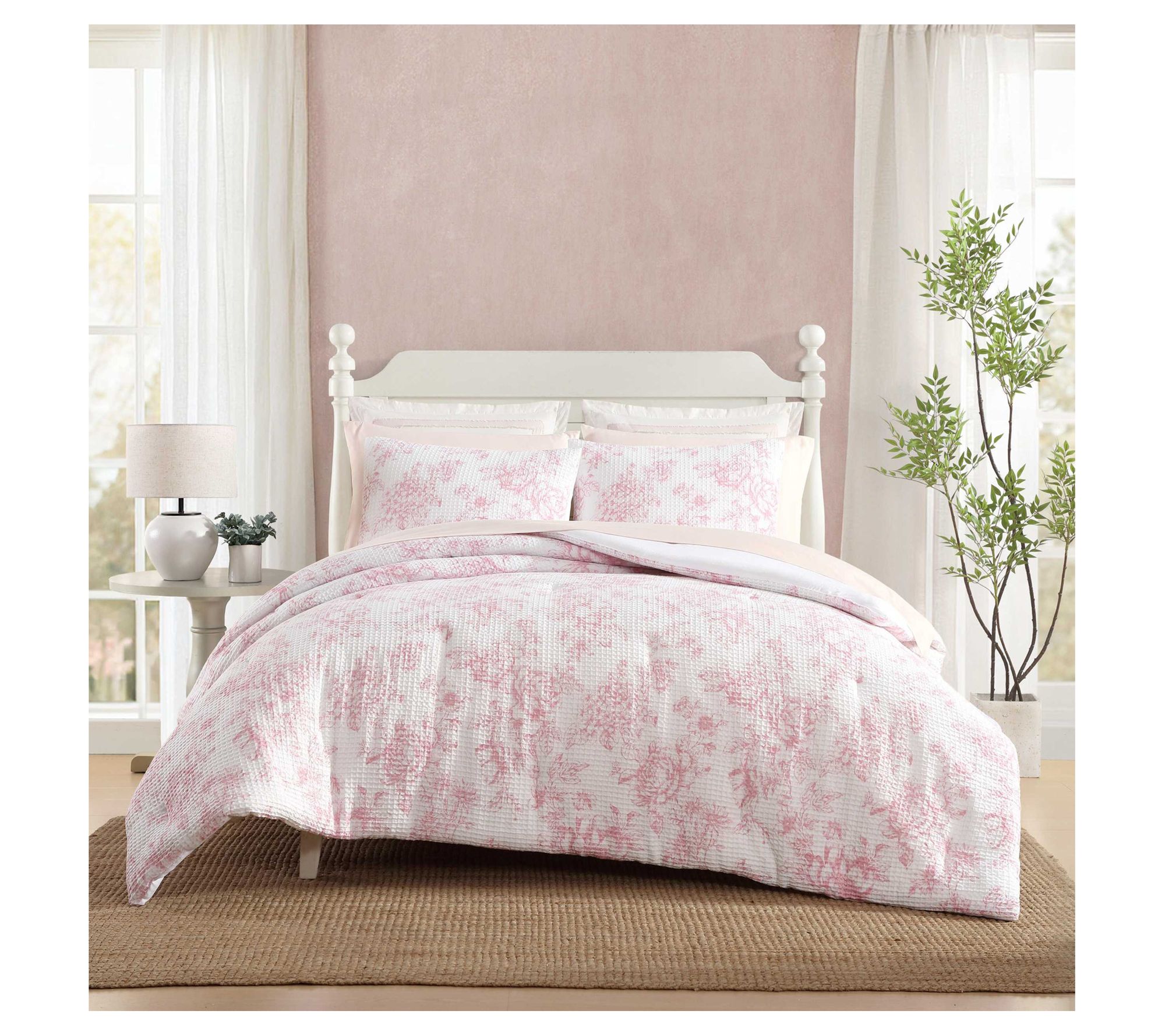 Laura Ashley Delphine Waffle F/Q Comforter ShamSet