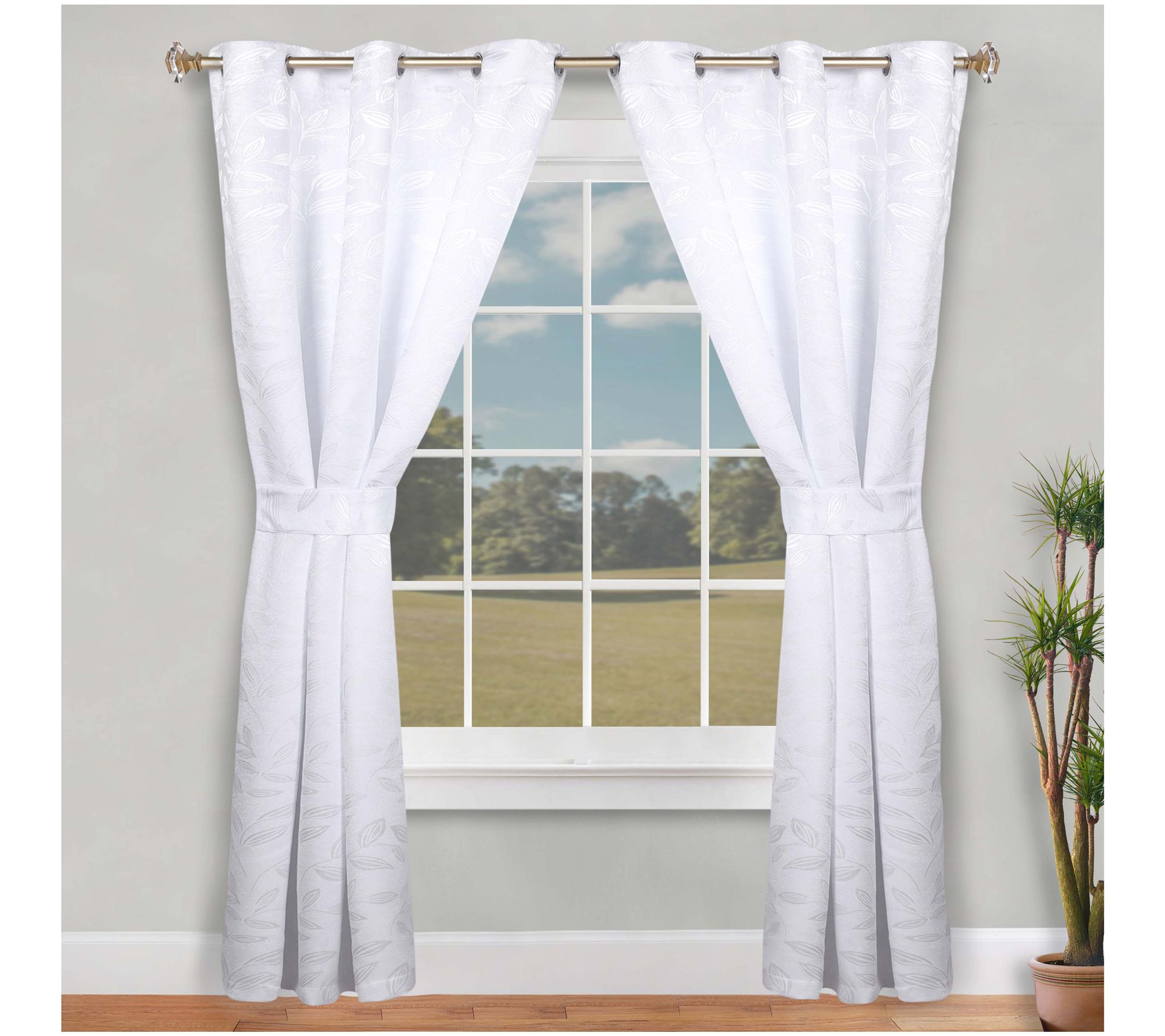 Superior Leaves Room Darkening Curtains Set, 46x96 - QVC.com