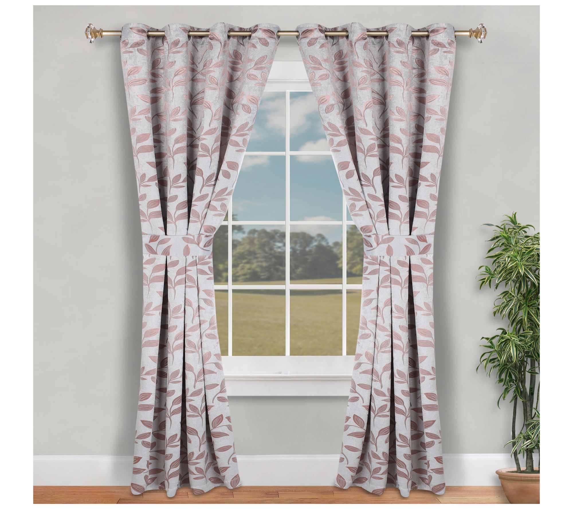 Superior Leaves Room Darkening Curtains Set, 46x96